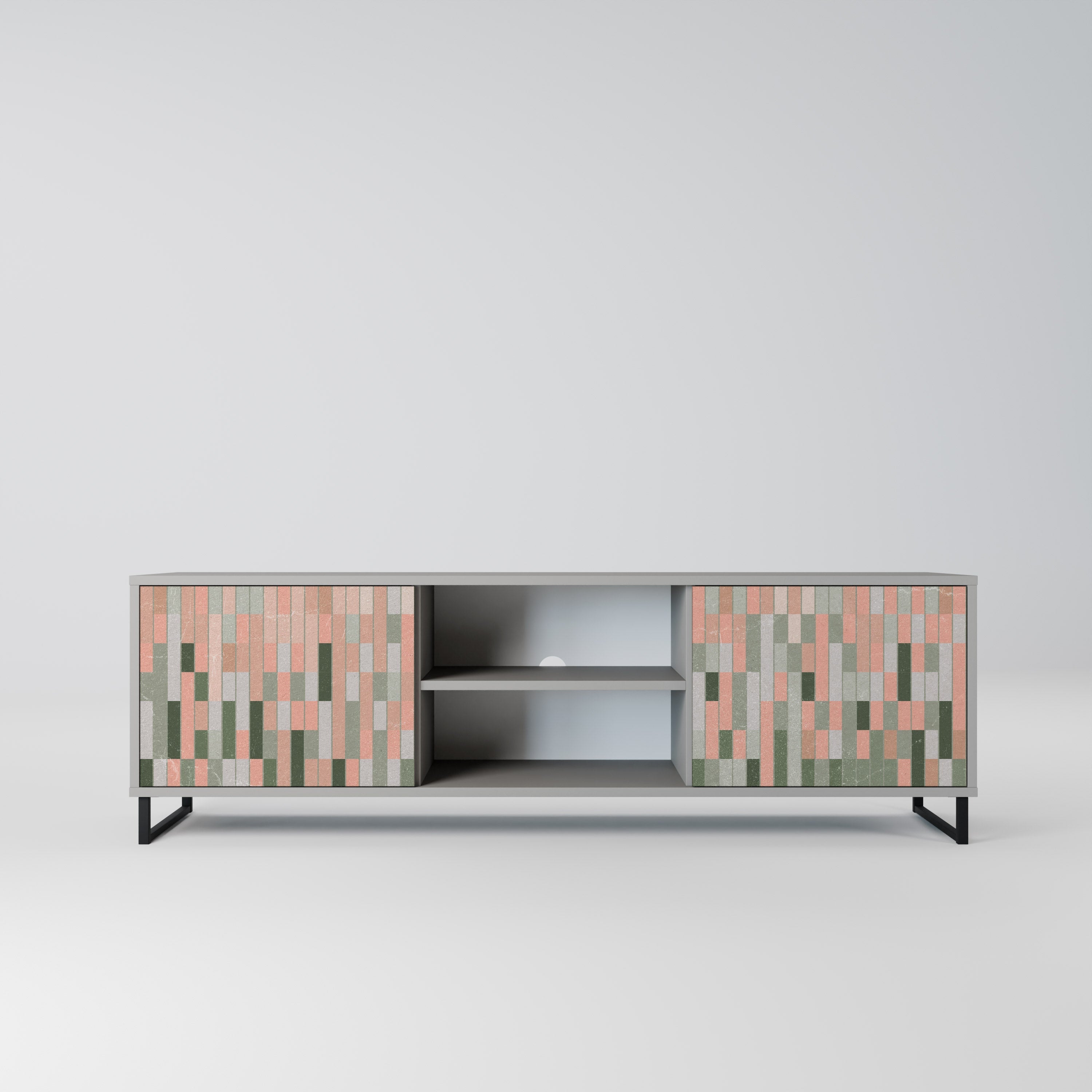 BUILDING THE FUTURE 2-Door TV Stand in Grey Finish