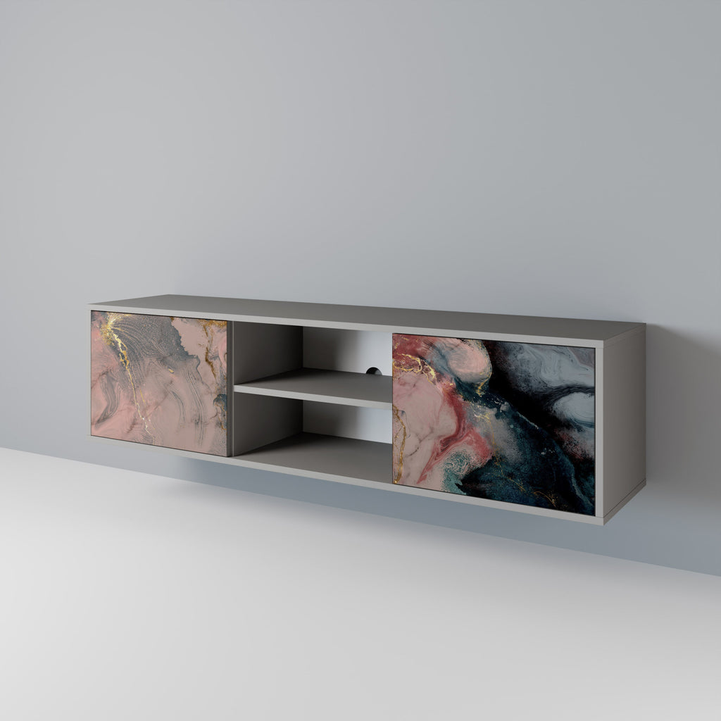 GILDED SWIRLS TV-Lowboard mit 2 Türen in Grau