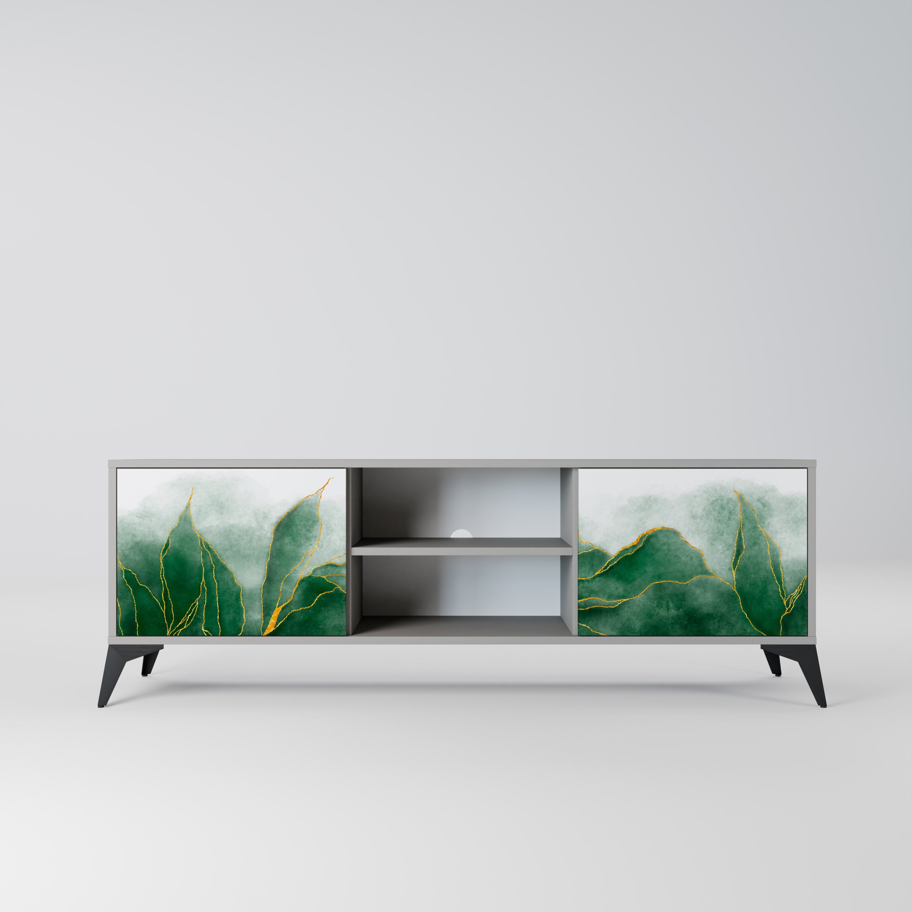 EXPENSIVE NATURE 2-Door TV Stand in Grey Finish