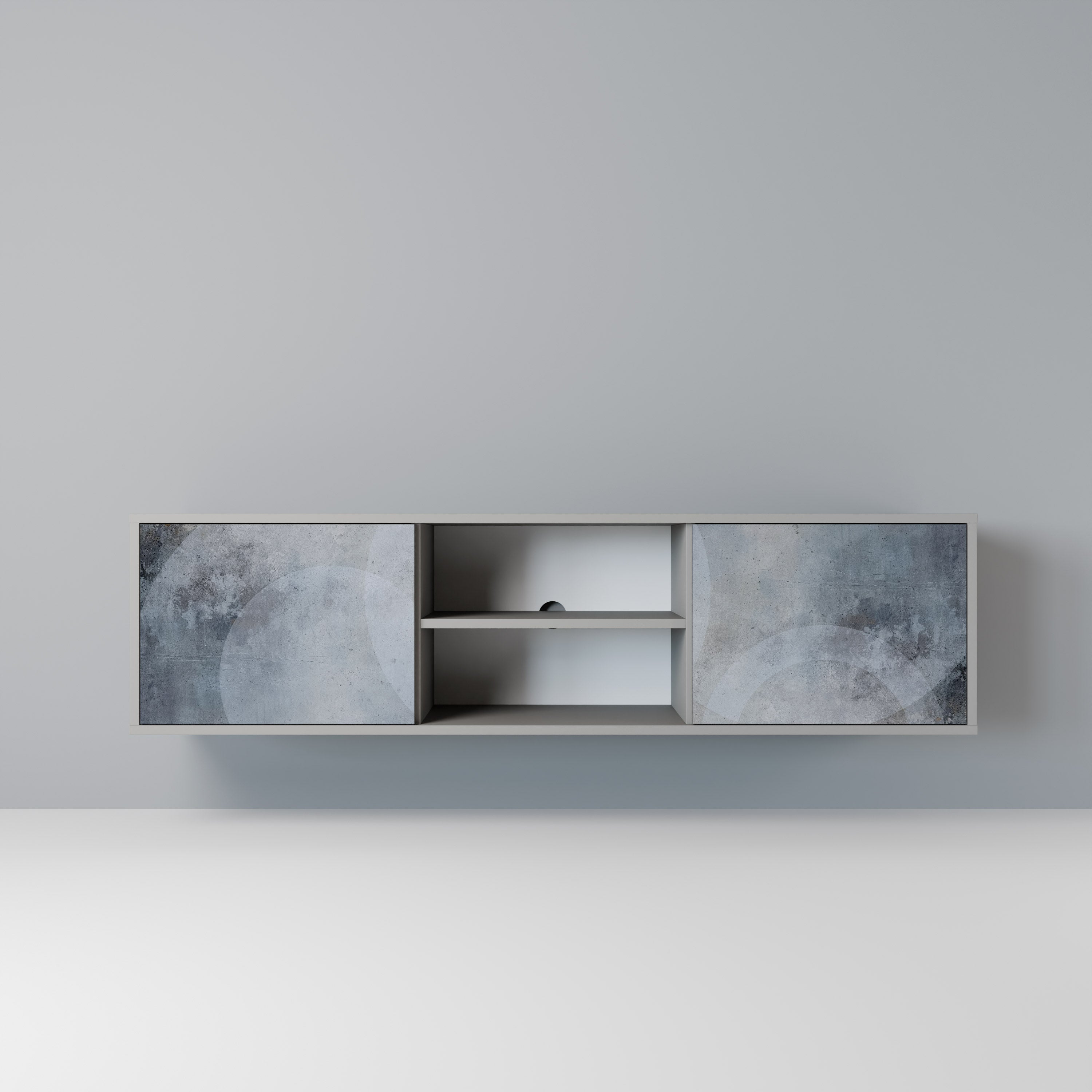 MUTED ARC 2-Door TV Stand in Grey Finish