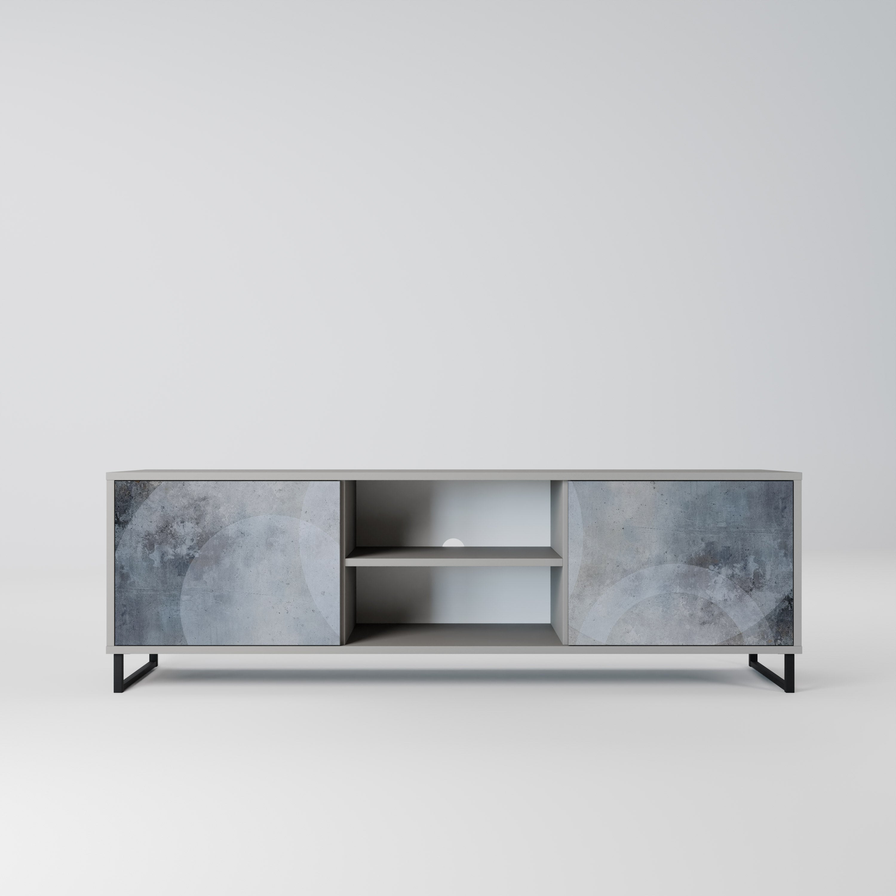 MUTED ARC 2-Door TV Stand in Grey Finish