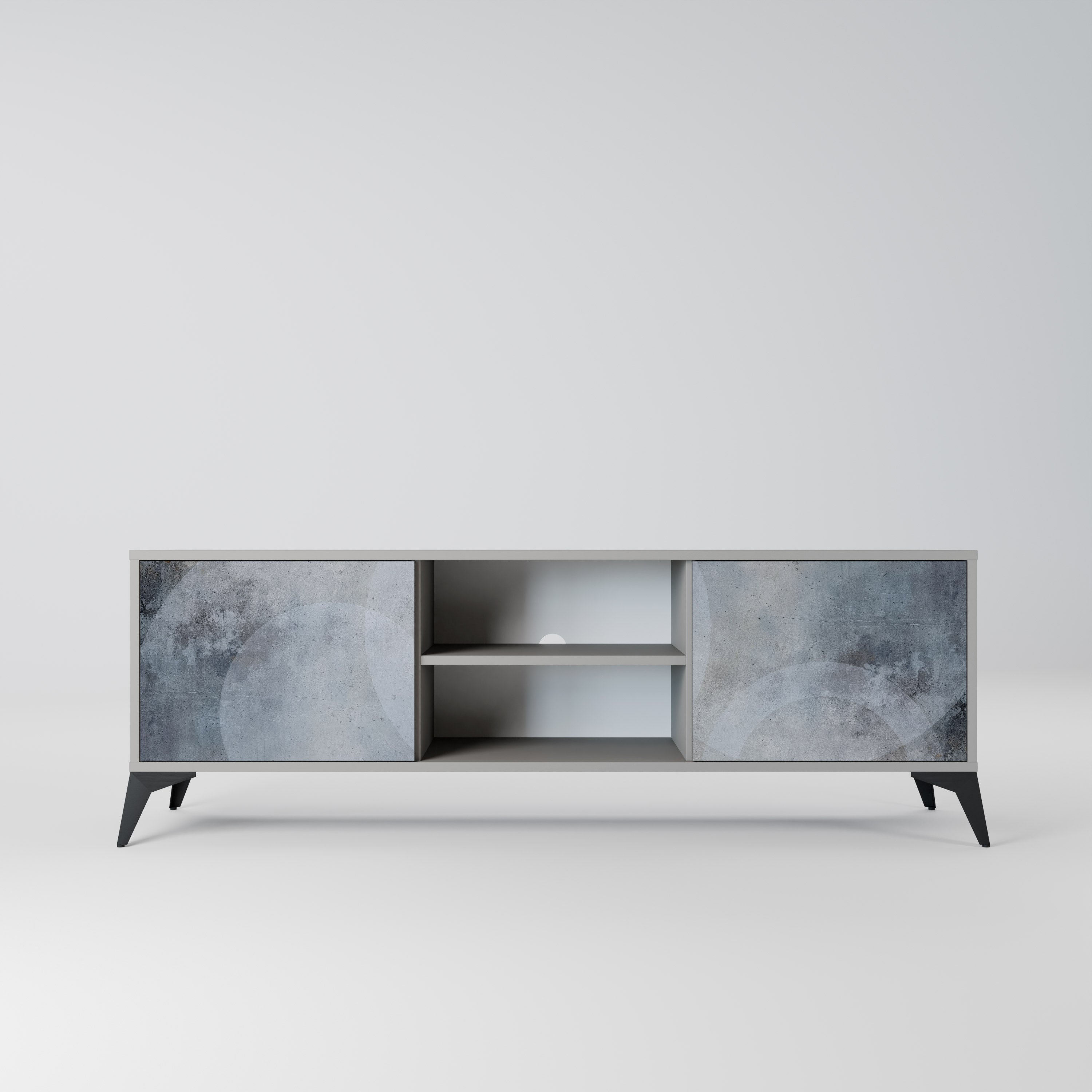 MUTED ARC 2-Door TV Stand in Grey Finish