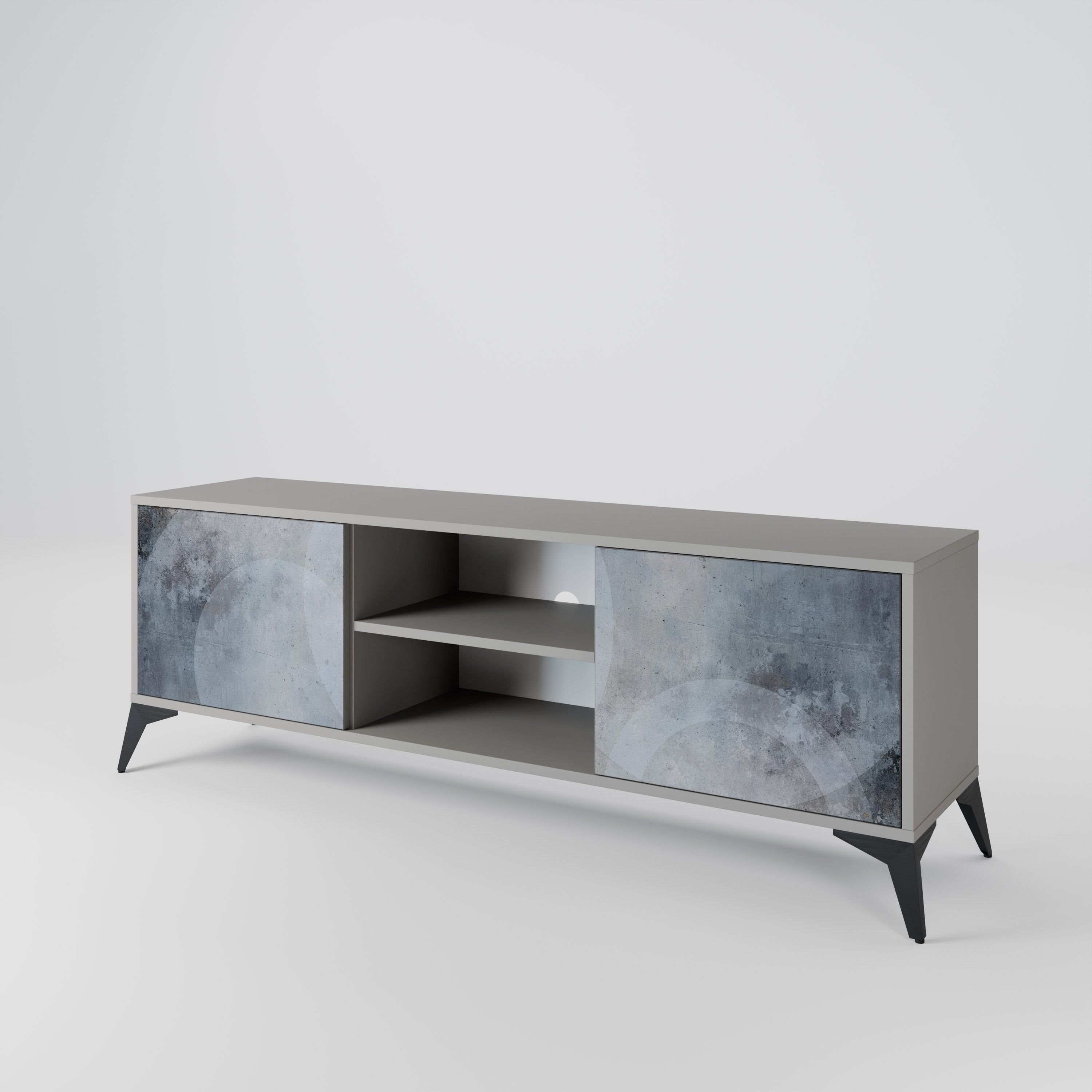 MUTED ARC 2-Door TV Stand in Grey Finish