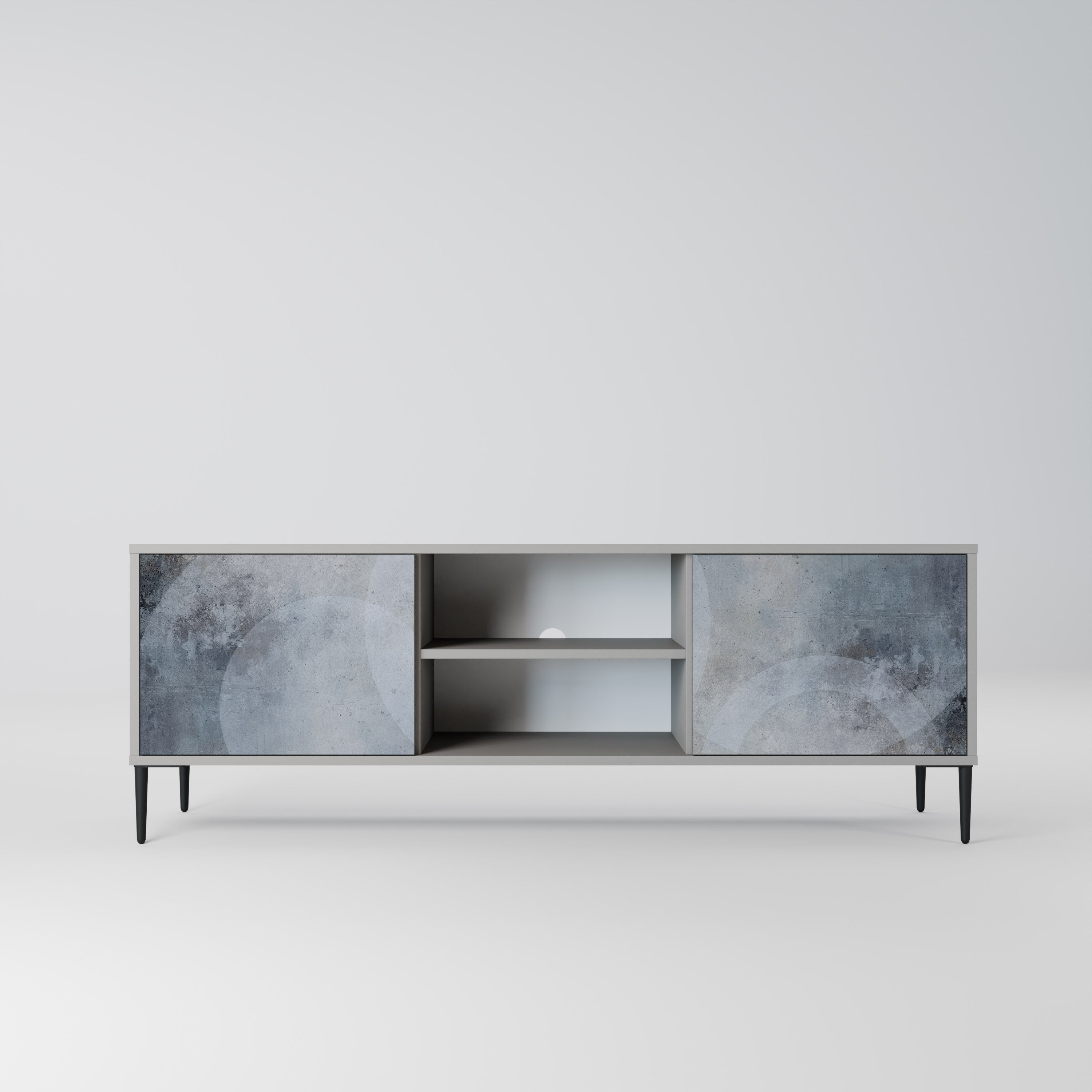 MUTED ARC 2-Door TV Stand in Grey Finish