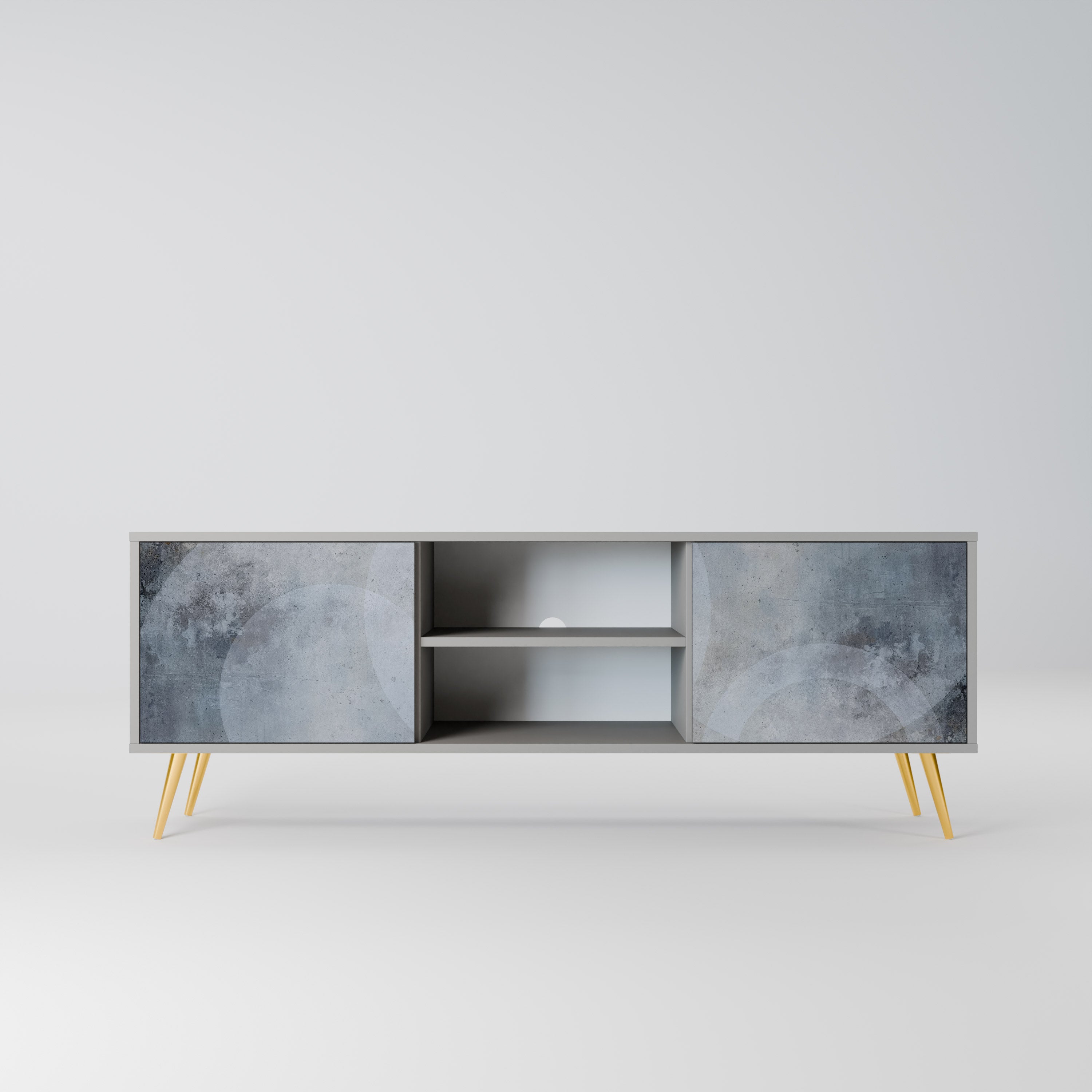 MUTED ARC 2-Door TV Stand in Grey Finish