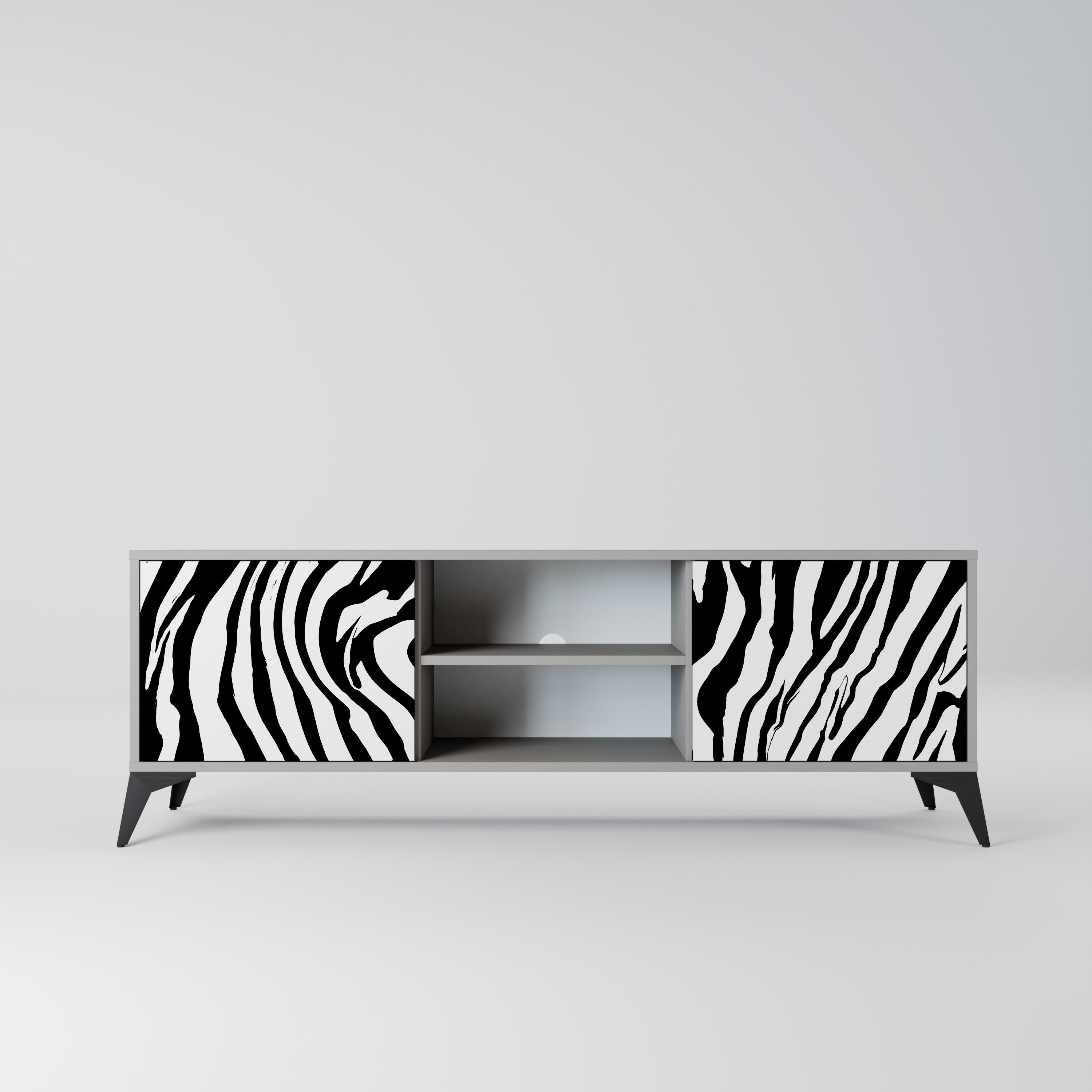 SPLENDID ZEBRA 2-Door TV Stand in Grey Finish