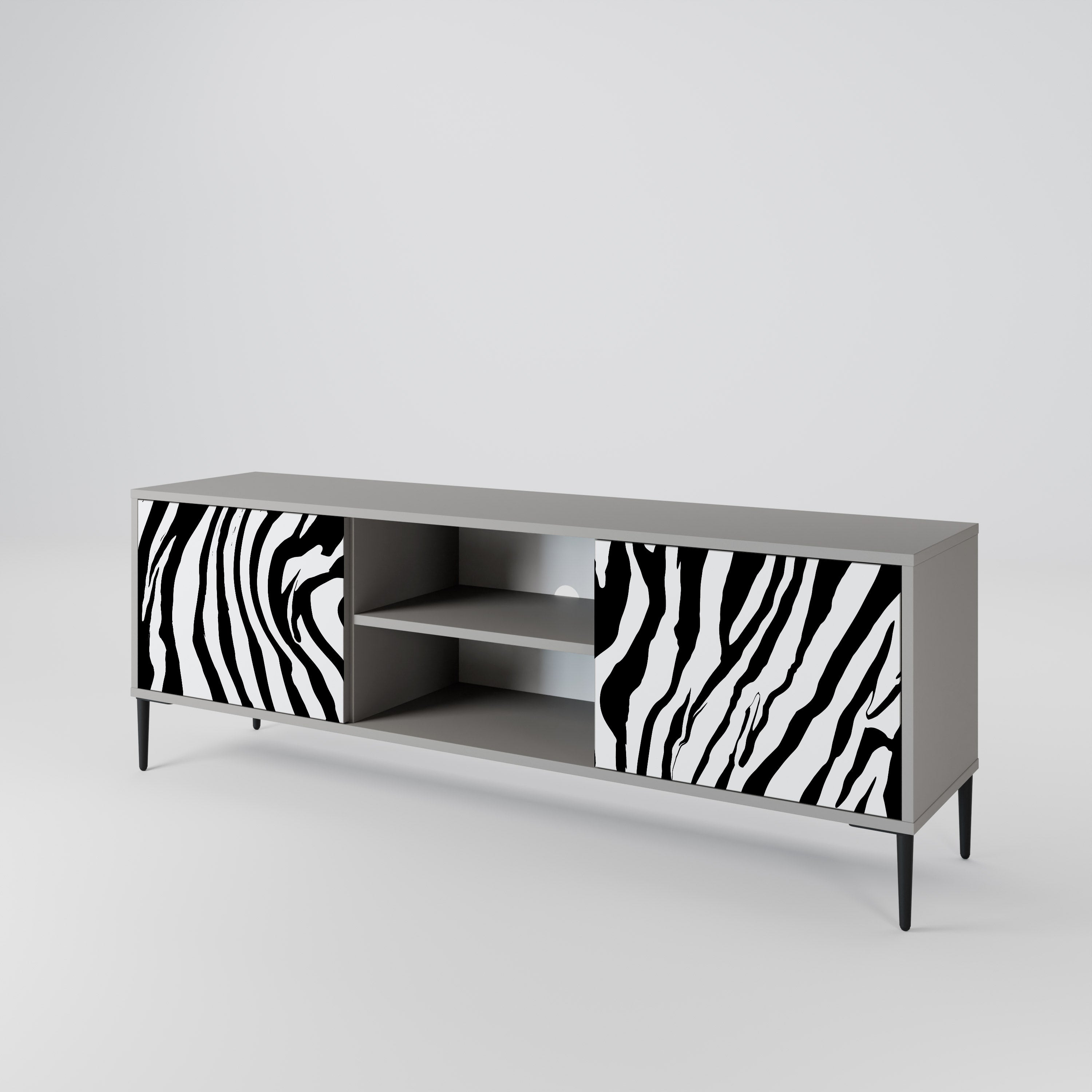 SPLENDID ZEBRA 2-Door TV Stand in Grey Finish