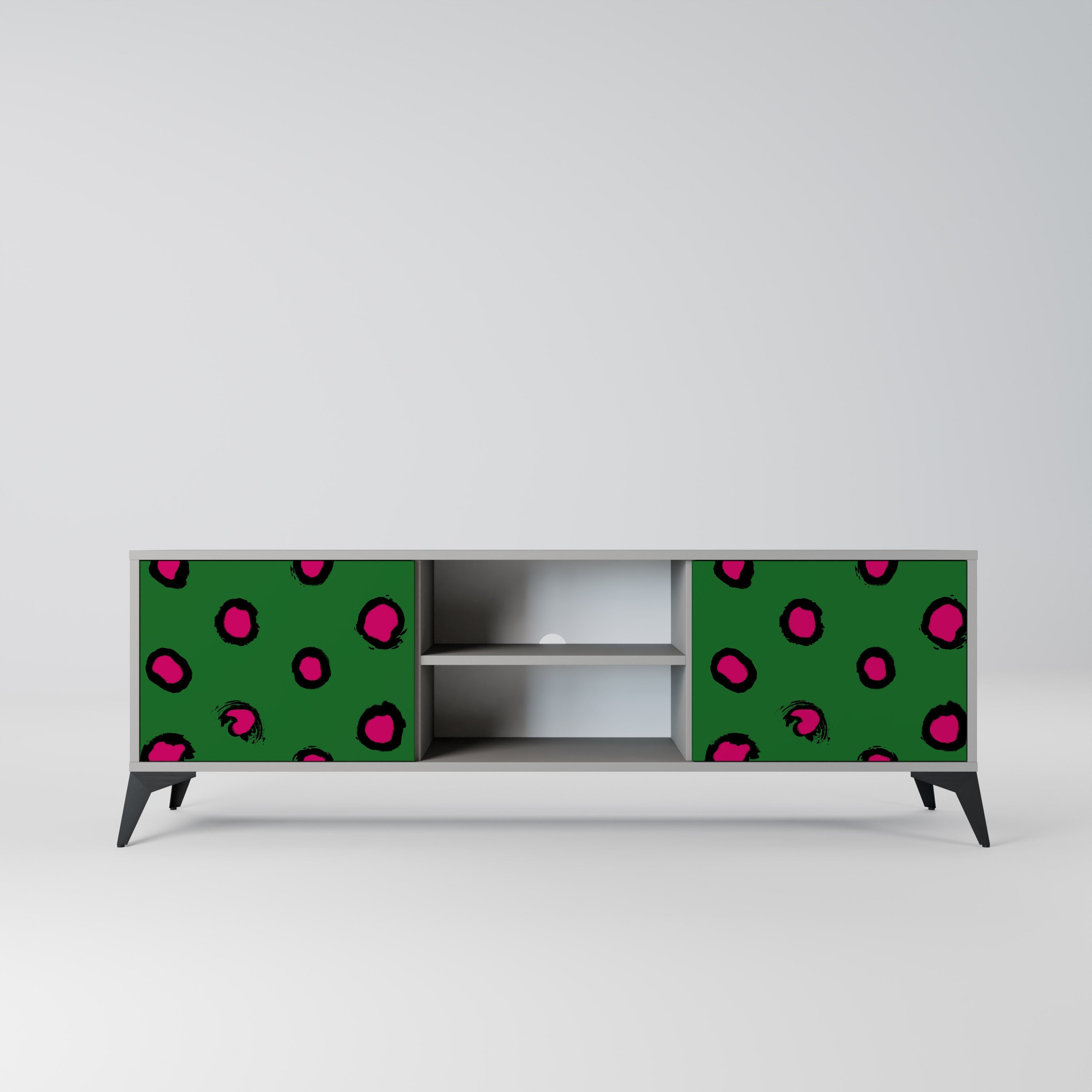 FUNKY SPOTS 2-Door TV Stand in Grey Finish