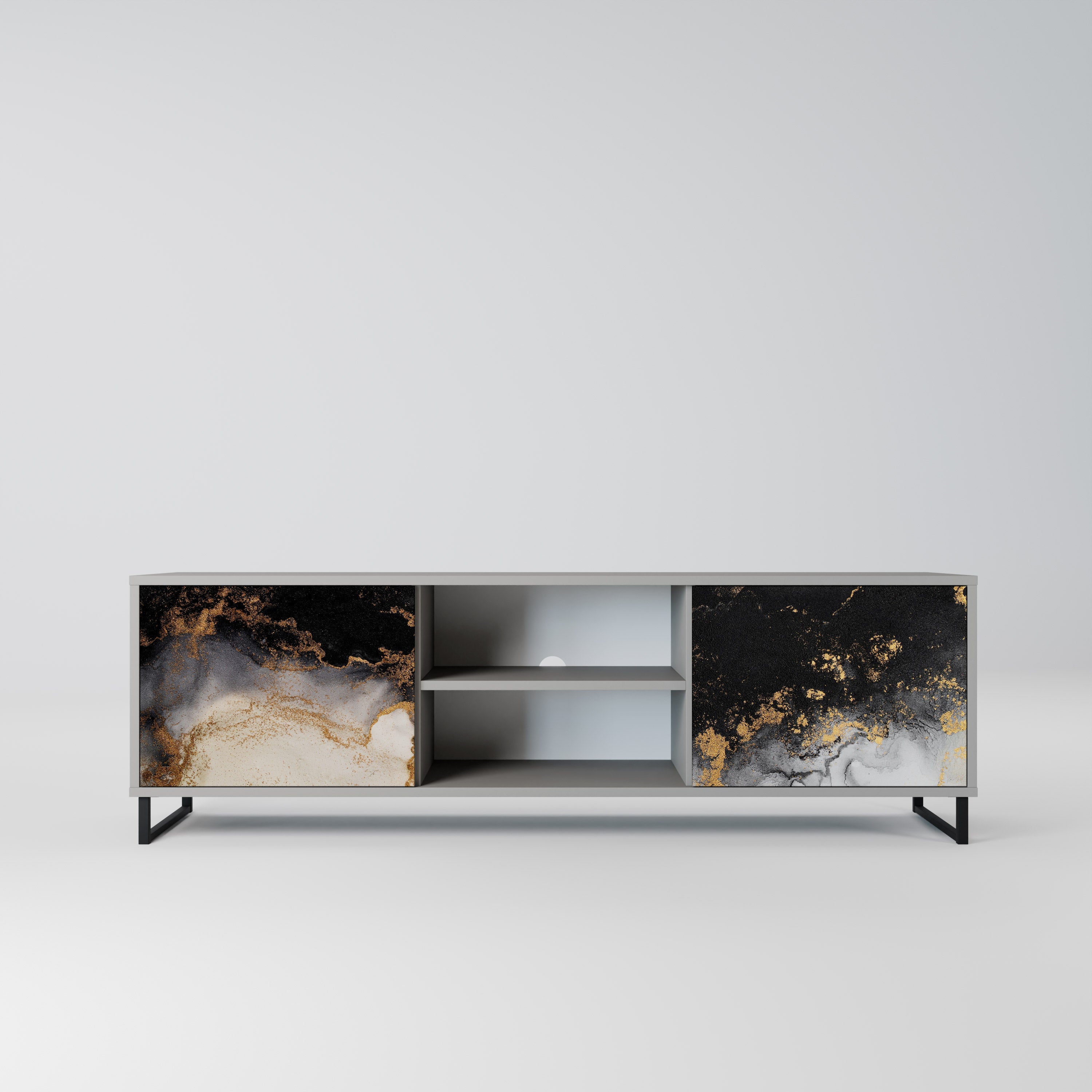 MARBLE OF TOMMORROW 2-Door TV Stand in Grey Finish