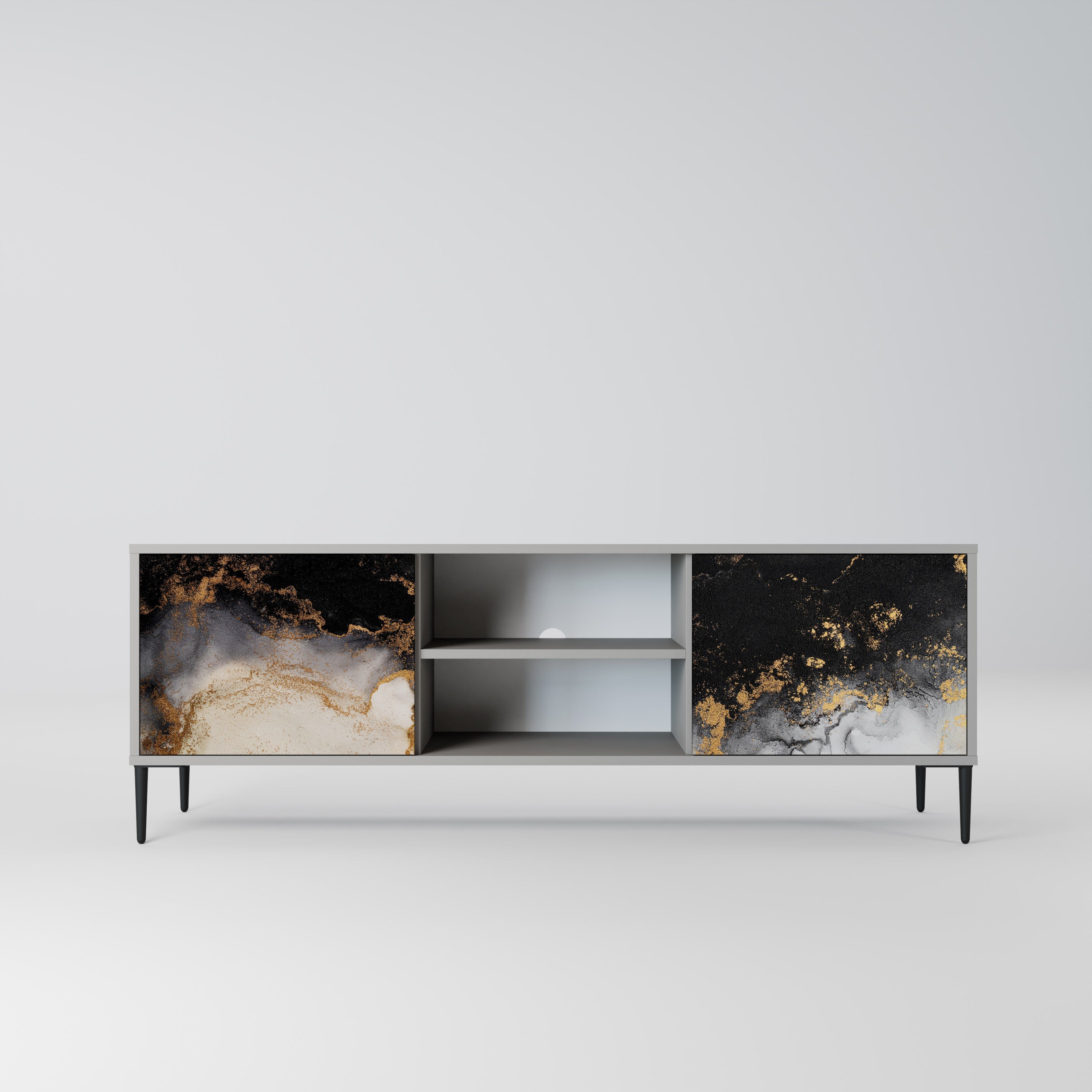 MARBLE OF TOMMORROW 2-Door TV Stand in Grey Finish