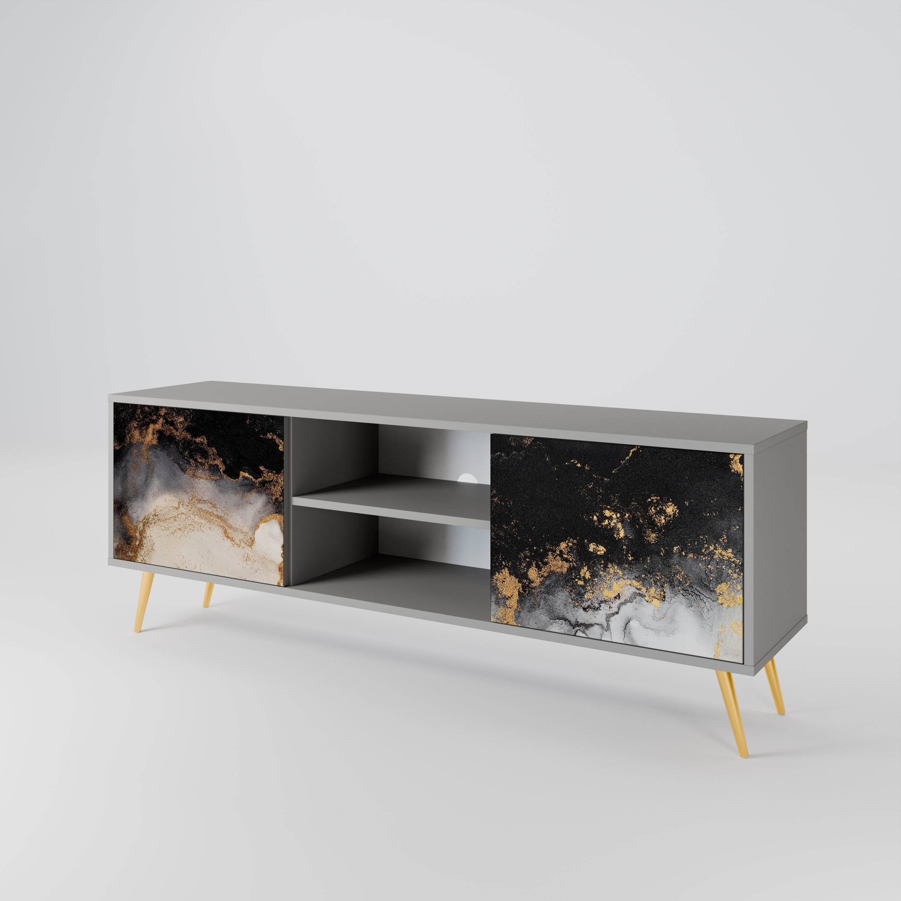 MARBLE OF TOMMORROW 2-Door TV Stand in Grey Finish