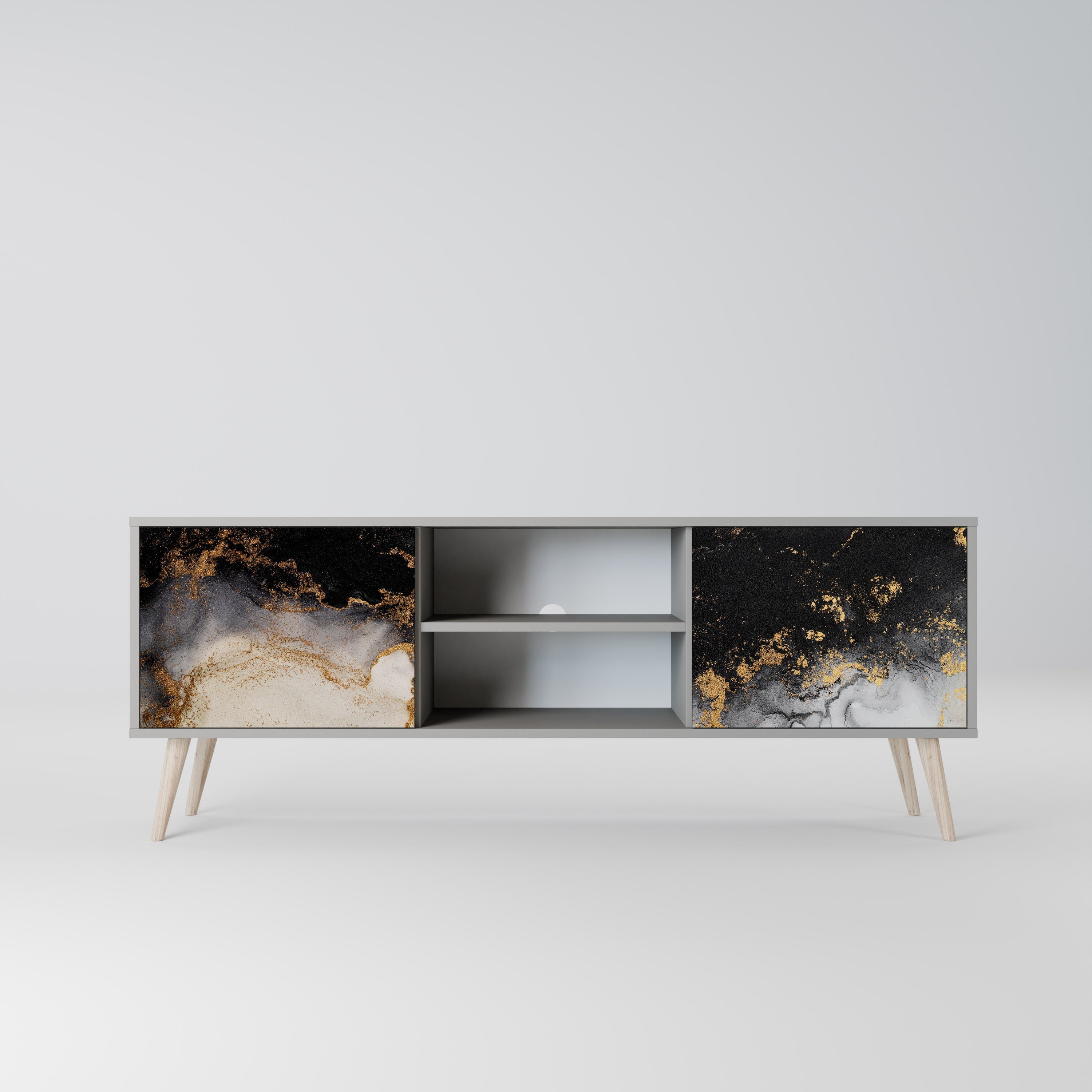 MARBLE OF TOMMORROW 2-Door TV Stand in Grey Finish