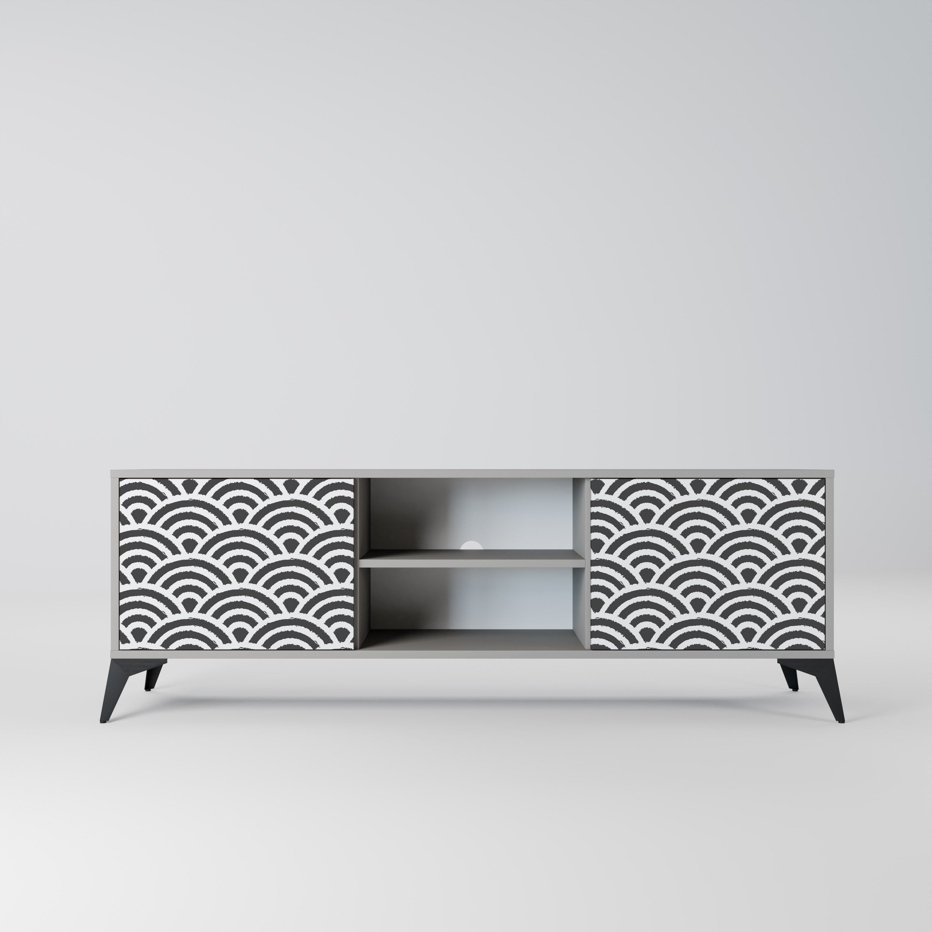 GLOOMY HOST 2-Door TV Stand in Grey Finish