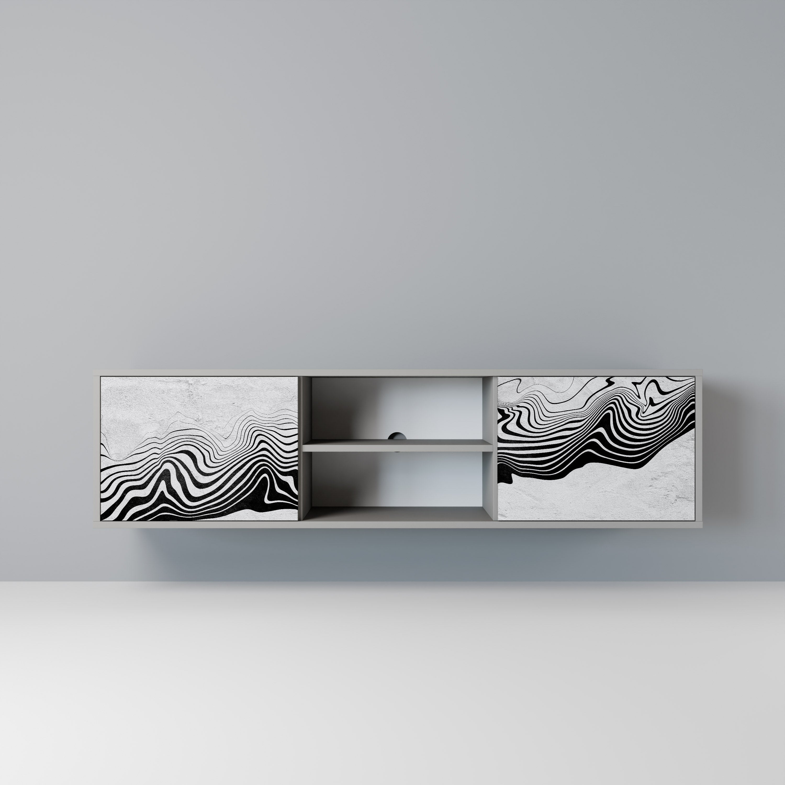 MONOCHROME MIRAGE 2-Door TV Stand in Grey Finish