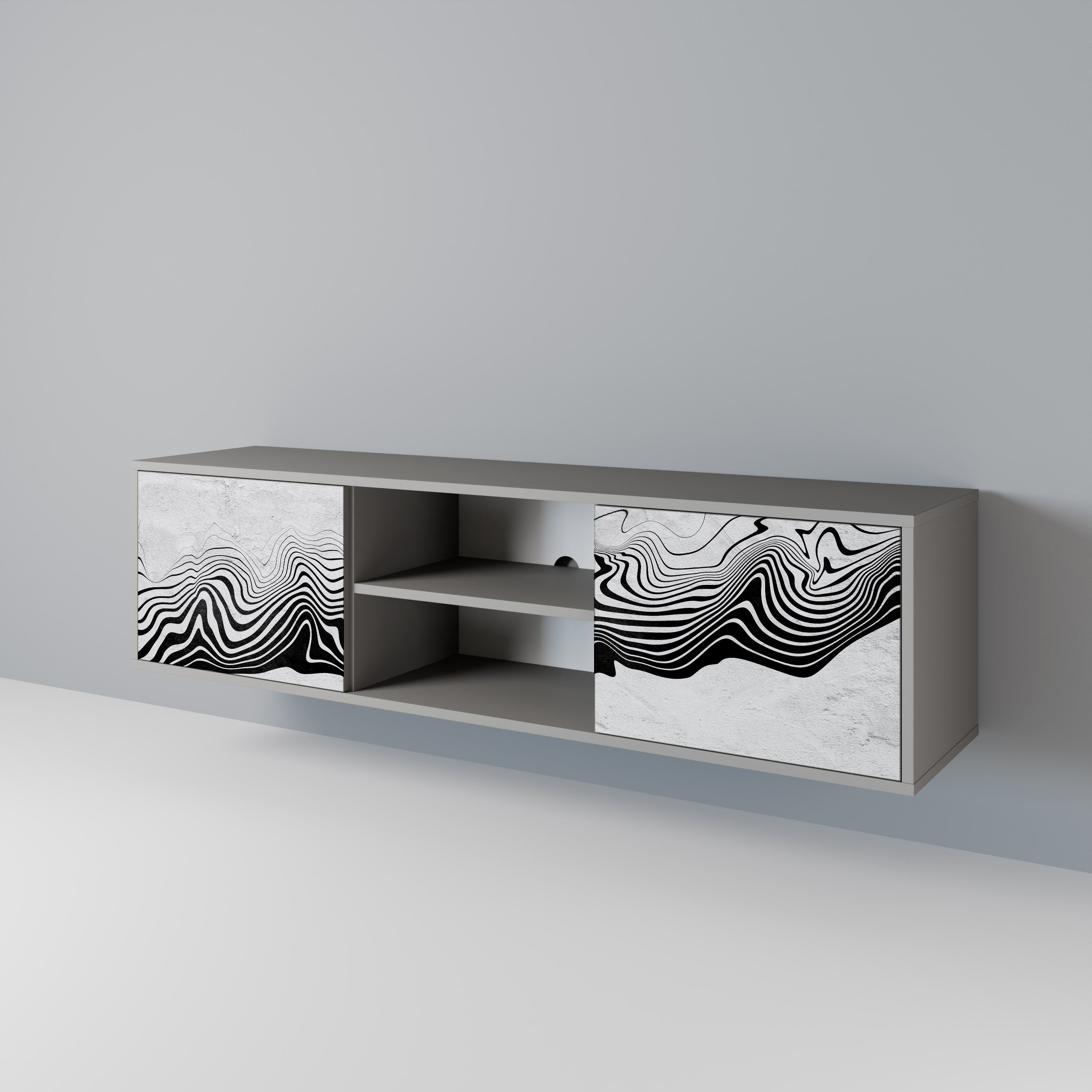 MONOCHROME MIRAGE TV-Lowboard mit 2 Türen in Grau