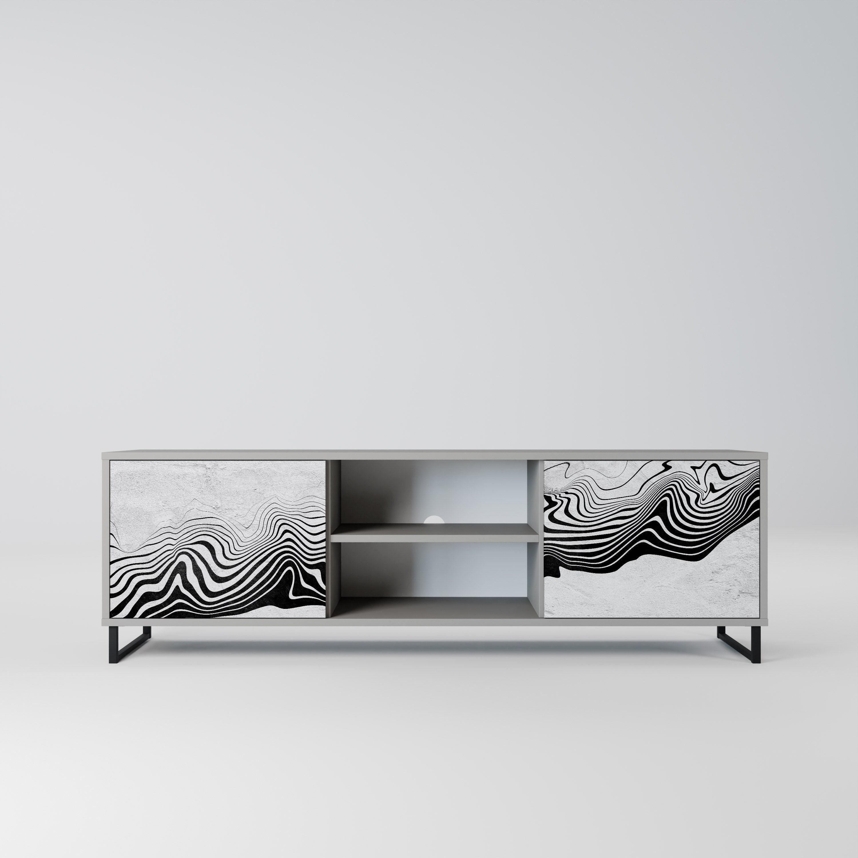 MONOCHROME MIRAGE 2-Door TV Stand in Grey Finish