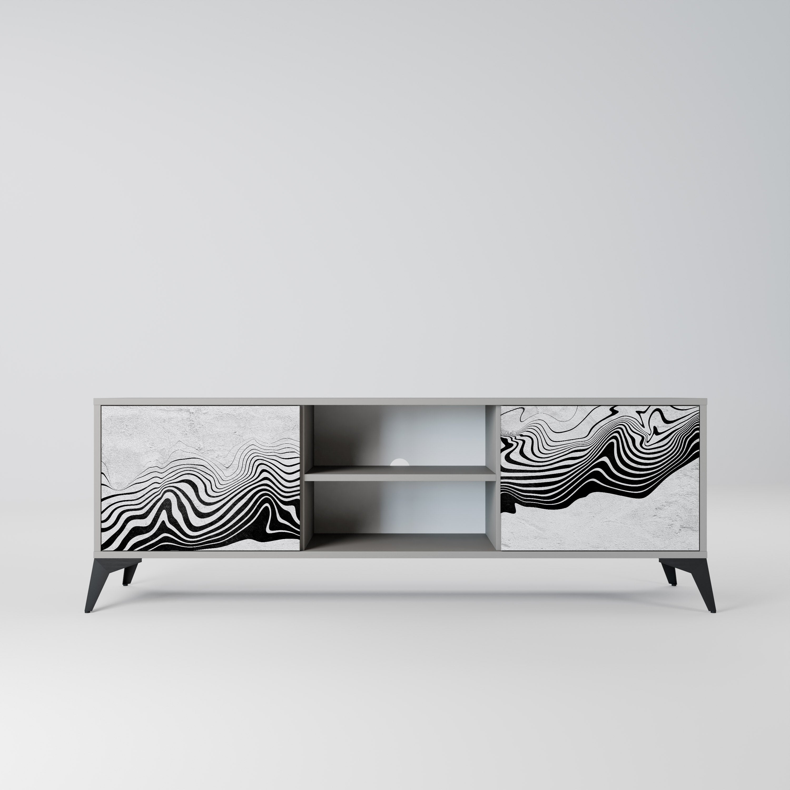 MONOCHROME MIRAGE 2-Door TV Stand in Grey Finish