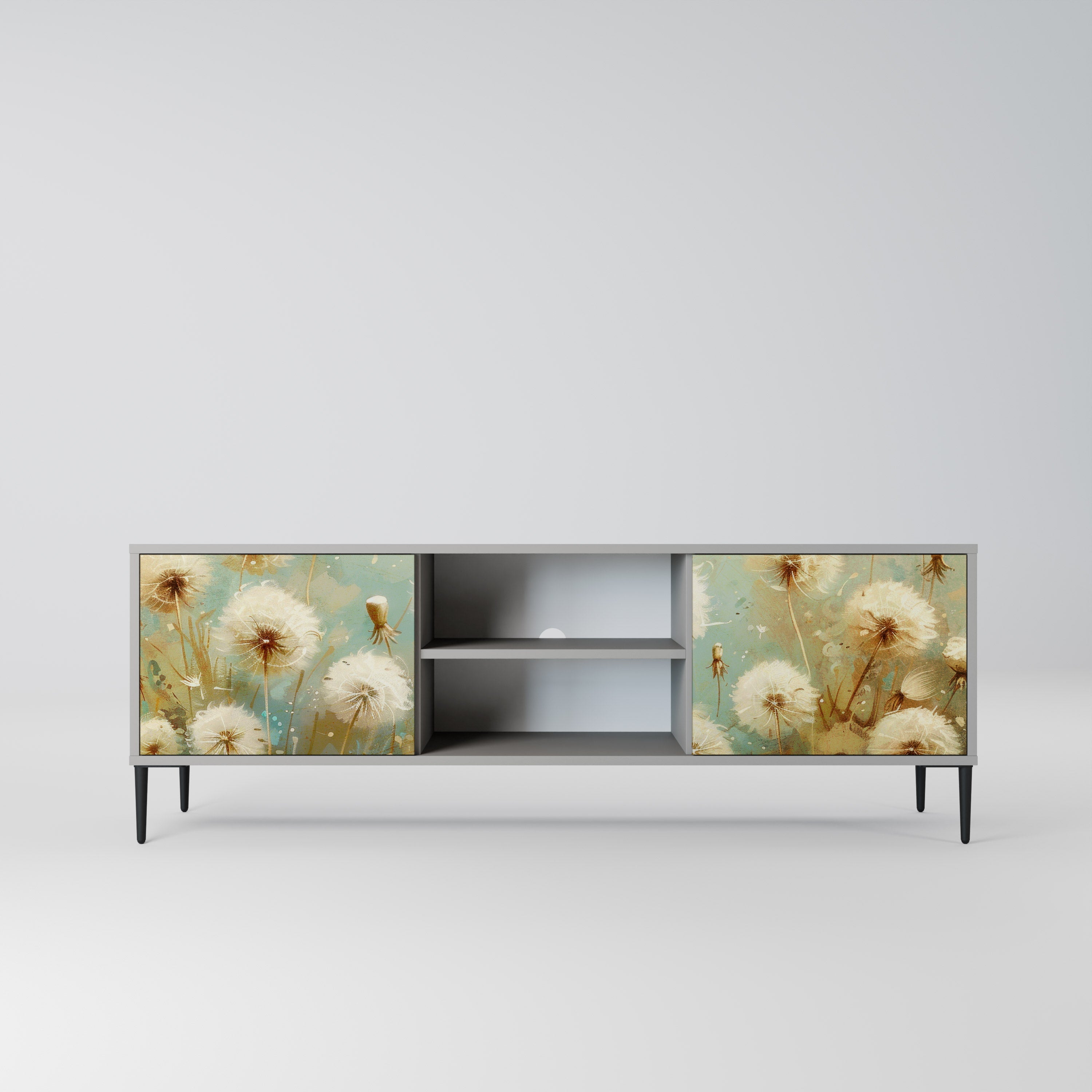 DREAMY MEADOW 2-Door TV Stand in Grey Finish