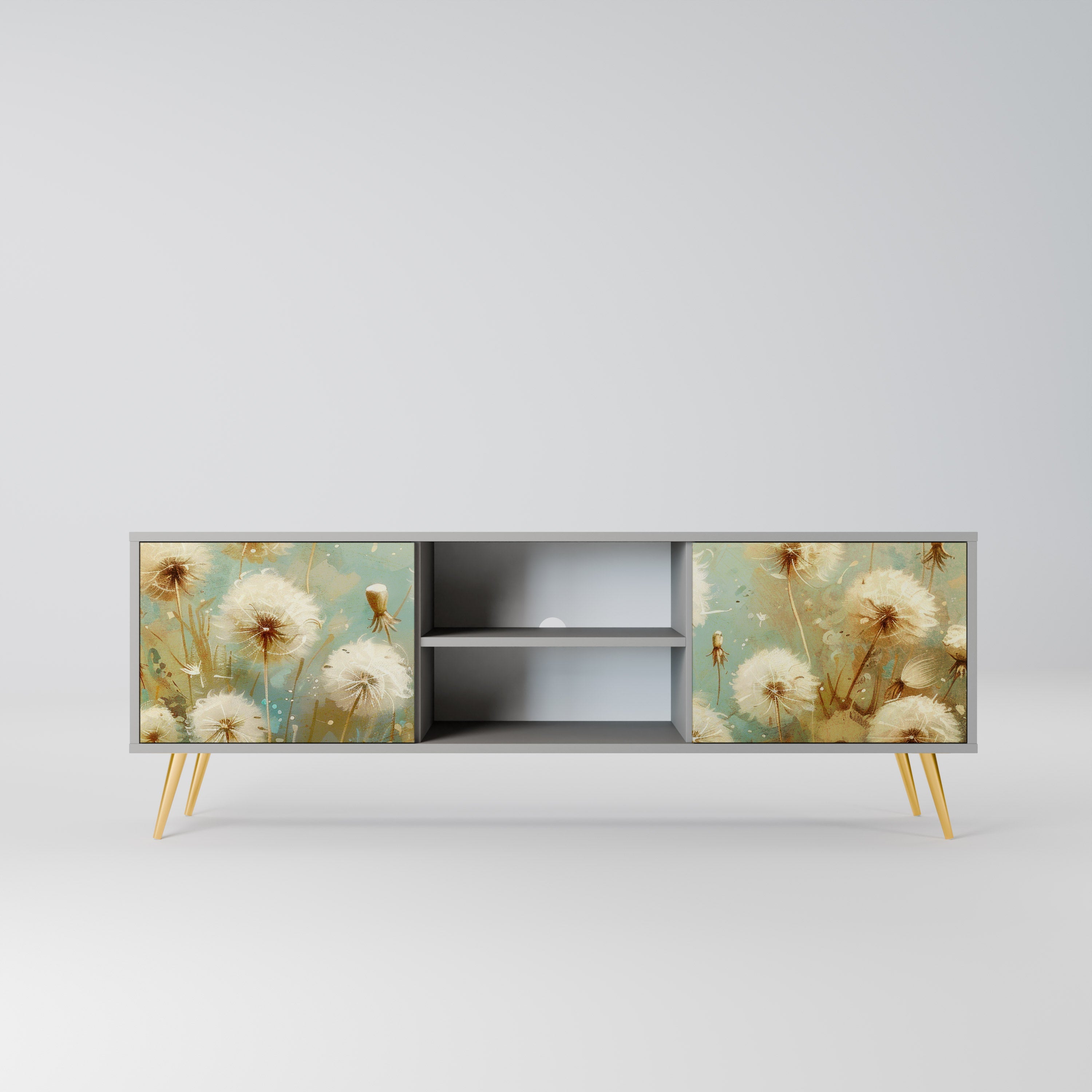 DREAMY MEADOW 2-Door TV Stand in Grey Finish