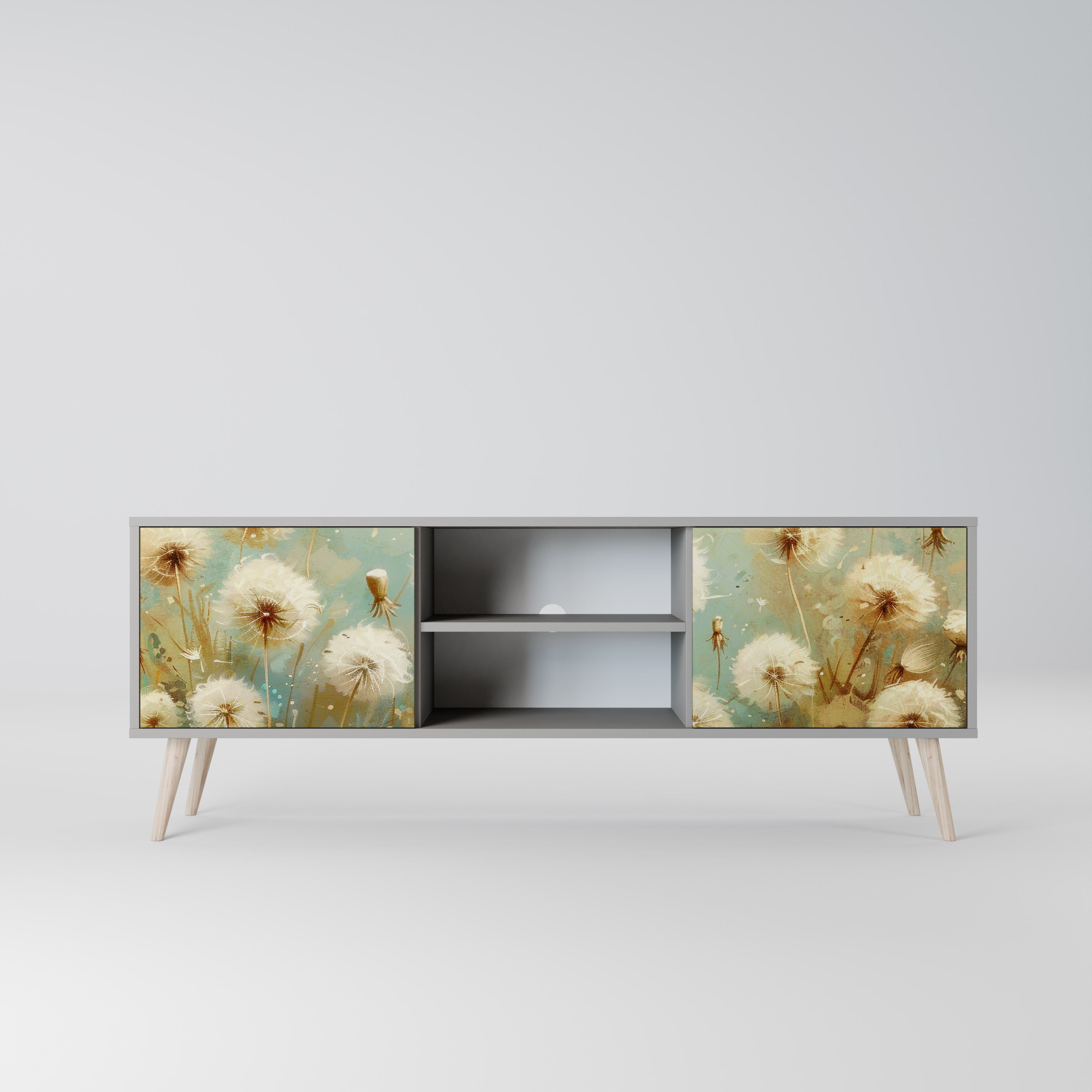 DREAMY MEADOW 2-Door TV Stand in Grey Finish