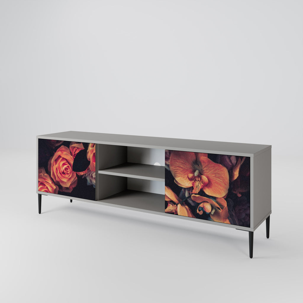 NEVERENDING BLOOM 2-Door TV Stand in Grey Finish