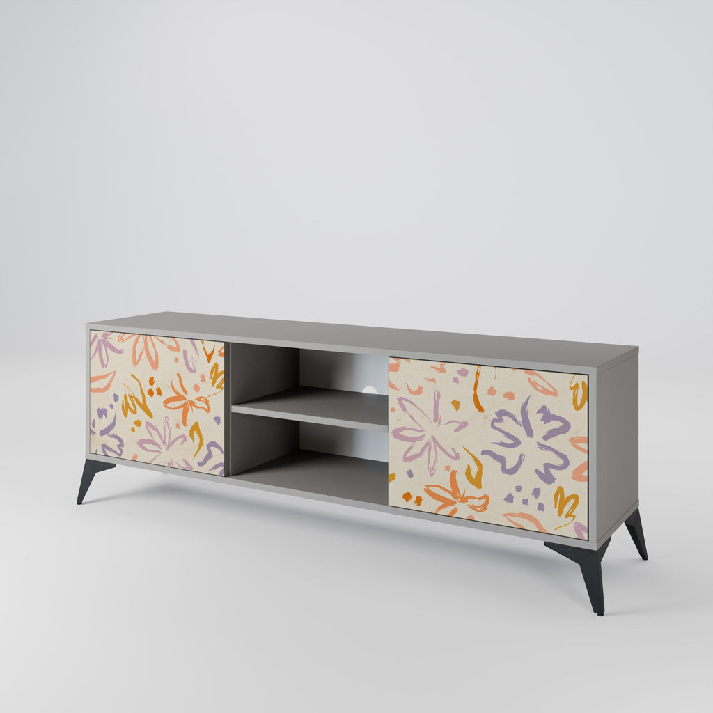 SPRING WHIMSY 2-Door TV Stand in Grey Finish