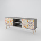 SPRING WHIMSY 2-Door TV Stand in Grey Finish