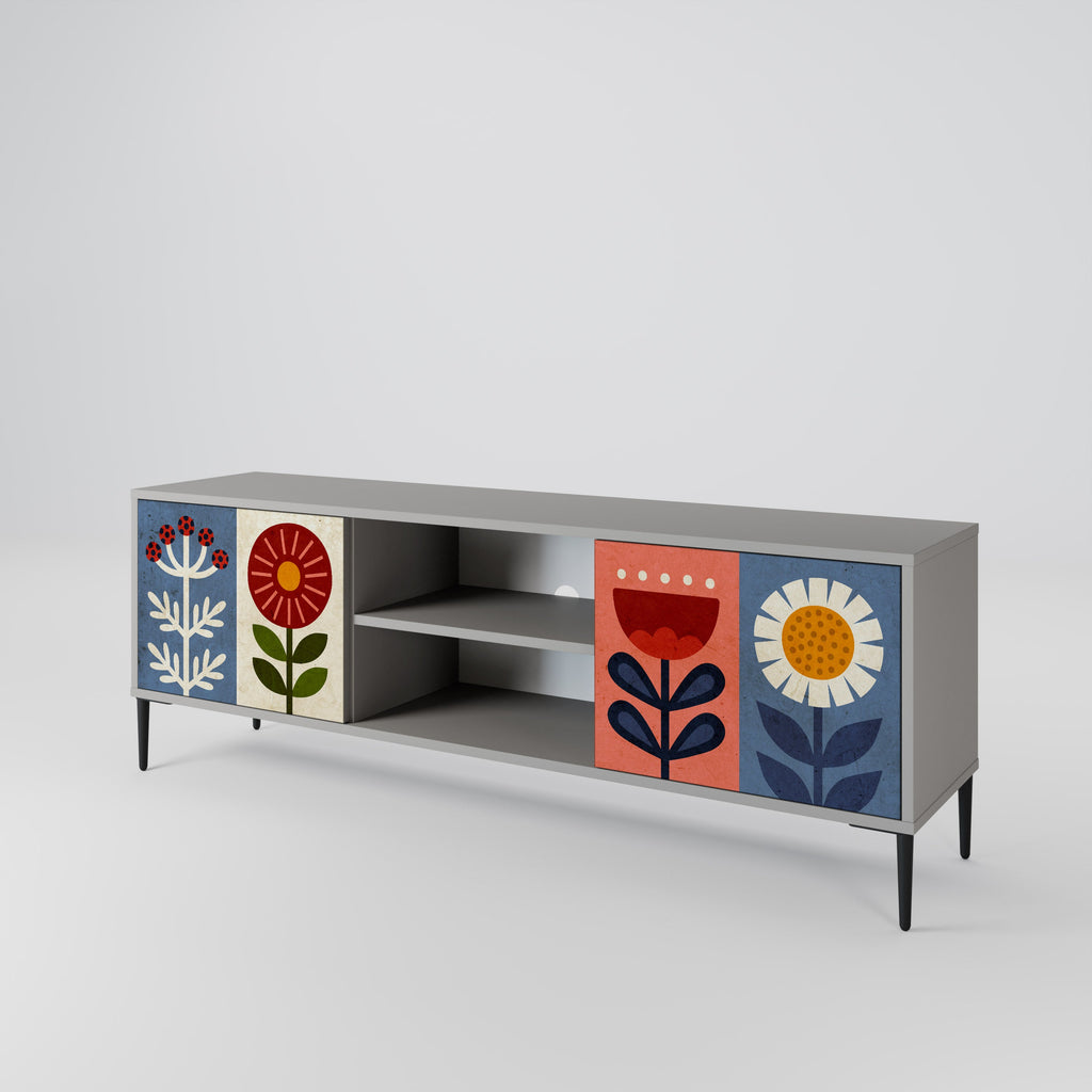 SCANDIC FLOWERET TV-Lowboard mit 2 Türen in Grau