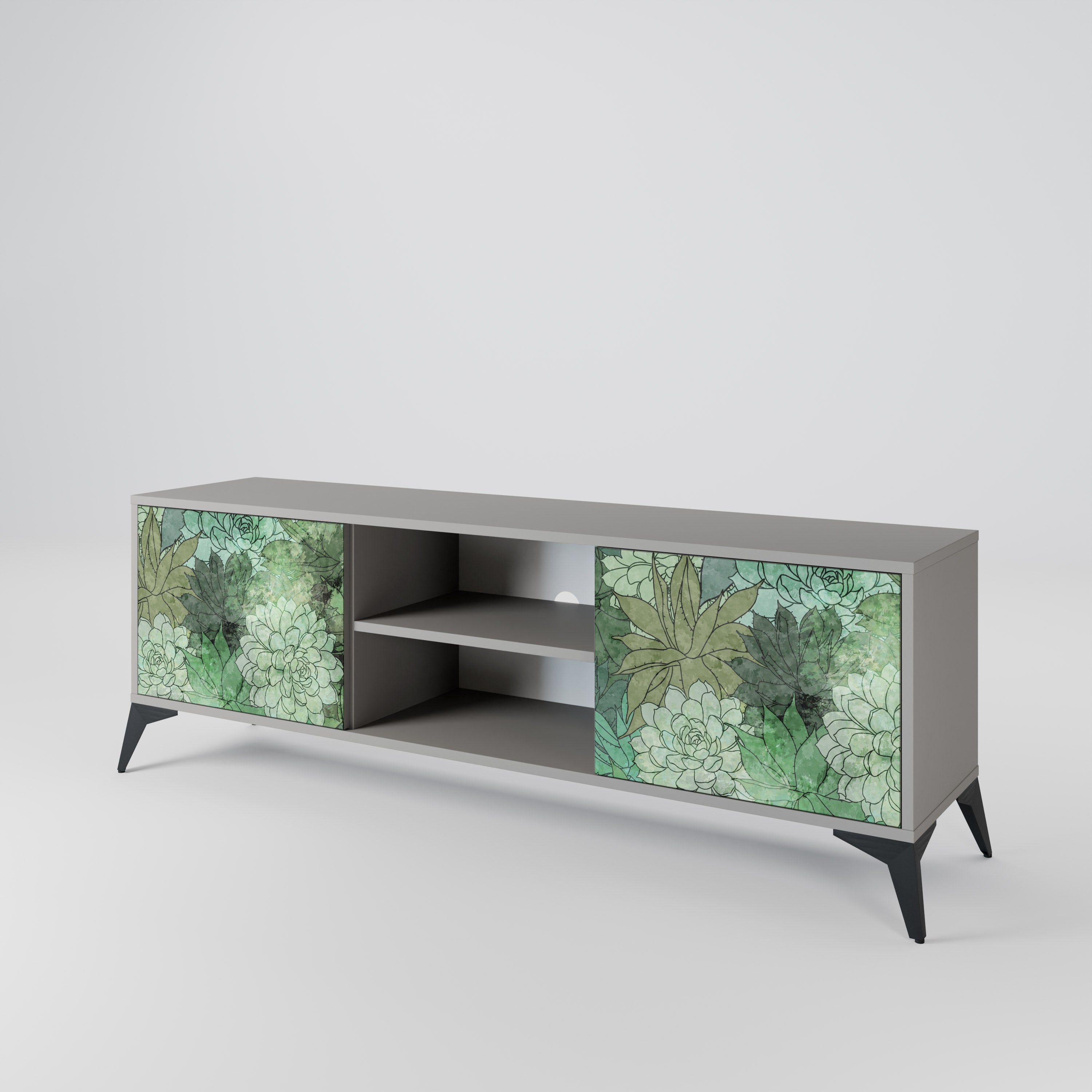 SUCCULENT CLUSTER 2-Door TV Stand in Grey Finish