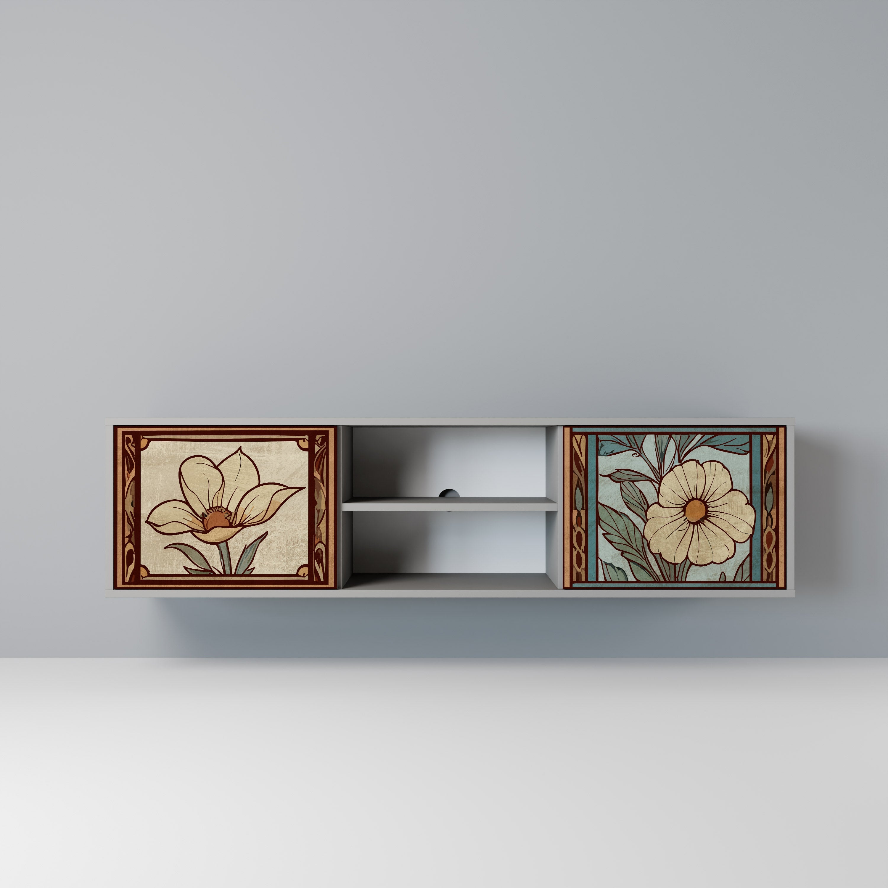 TIMELESS FLORA 2-Door TV Stand in Grey Finish