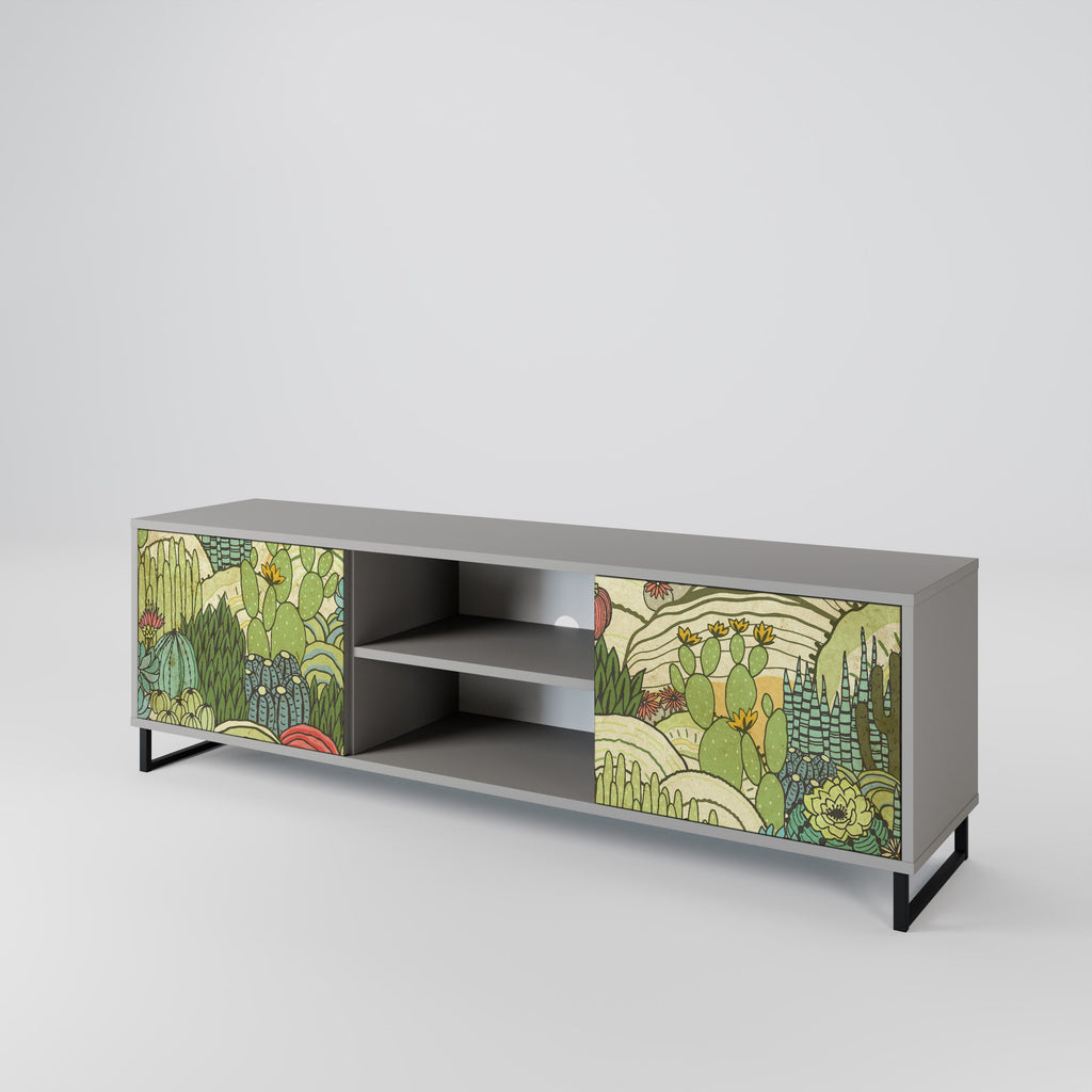 SUCCULENTS KALEIDOSCOPE TV-Lowboard mit 2 Türen in Grau