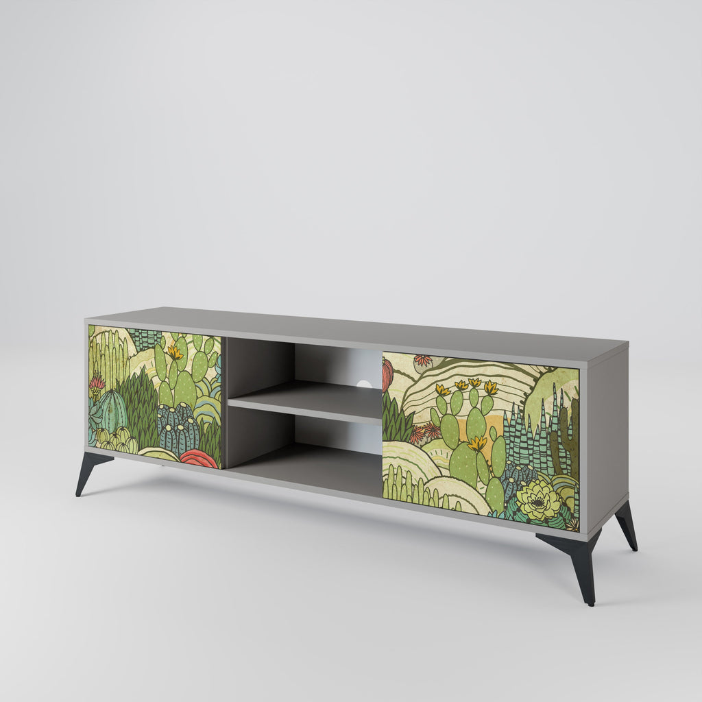 SUCCULENTS KALEIDOSCOPE TV-Lowboard mit 2 Türen in Grau