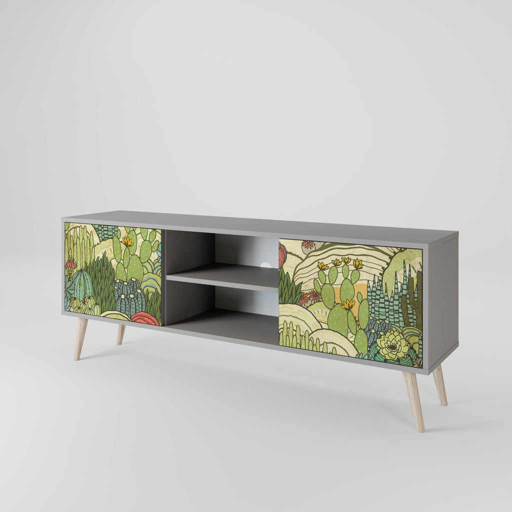 SUCCULENTS KALEIDOSCOPE TV-Lowboard mit 2 Türen in Grau