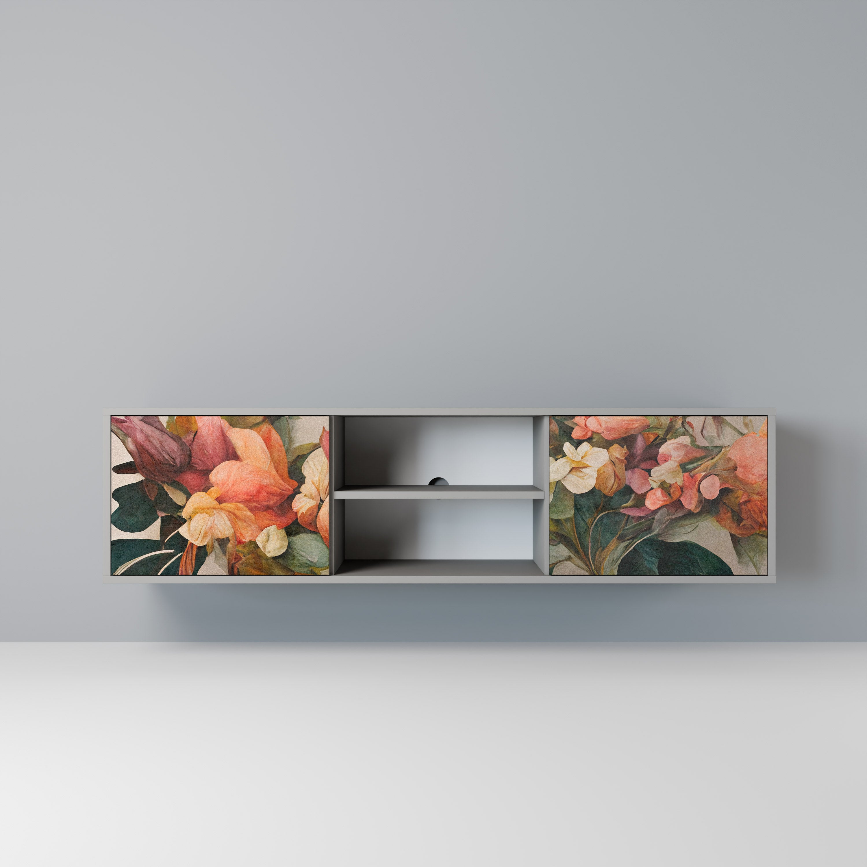 STYLISH BEAUTY 2-Door TV Stand in Grey Finish