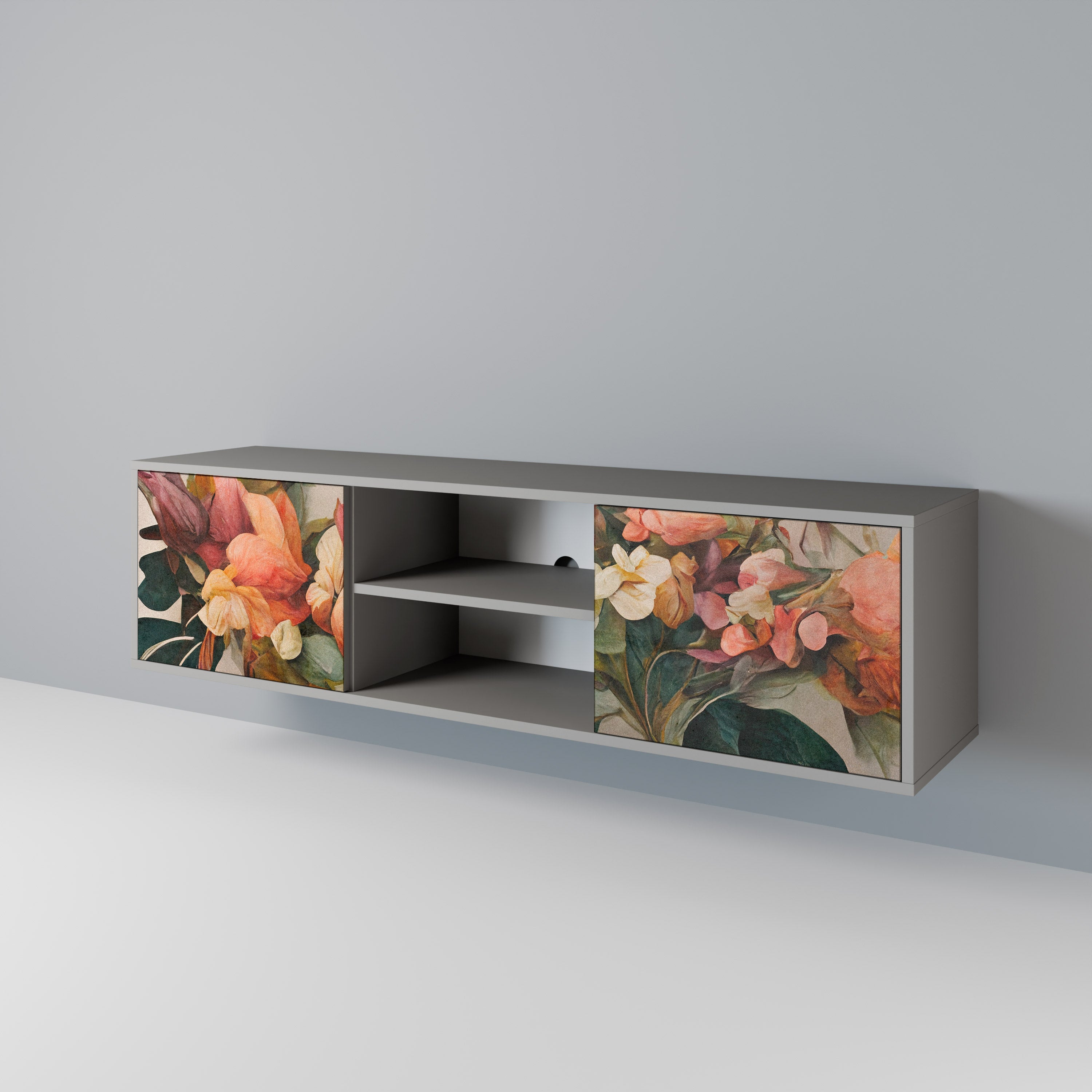 STYLISH BEAUTY TV-Lowboard mit 2 Türen in Grau