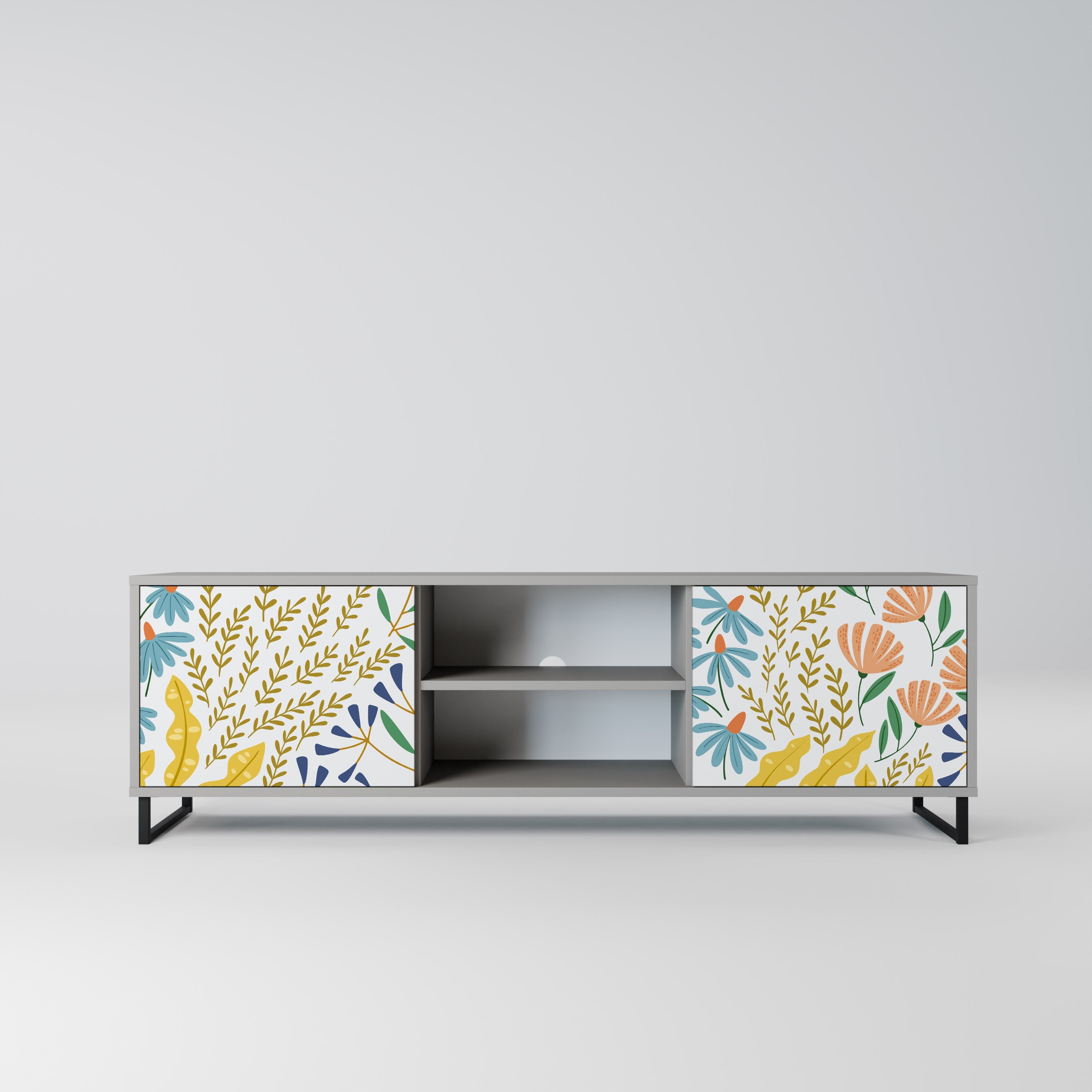 HELLO SPRING 2-Door TV Stand in Grey Finish