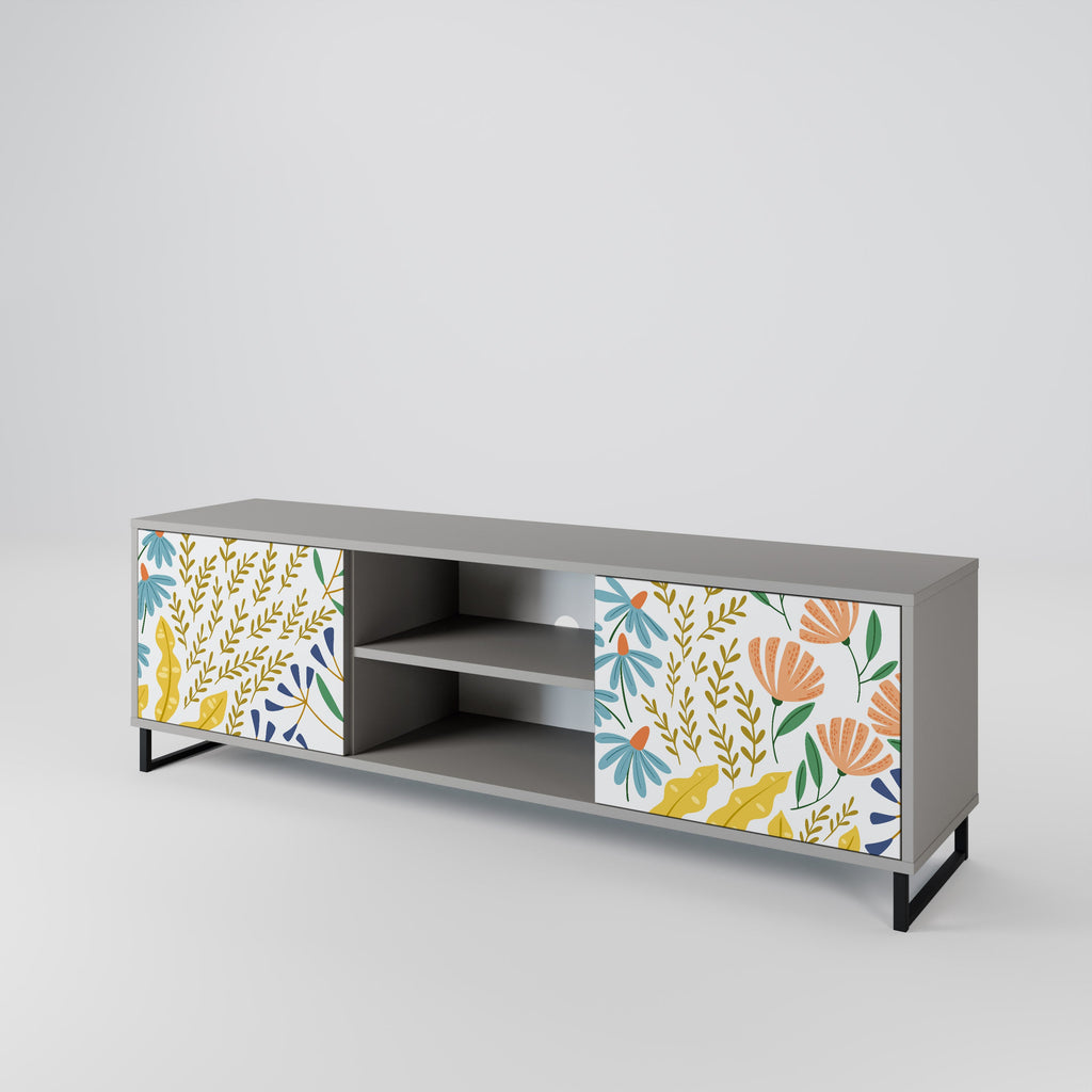HELLO SPRING 2-Door TV Stand in Grey Finish