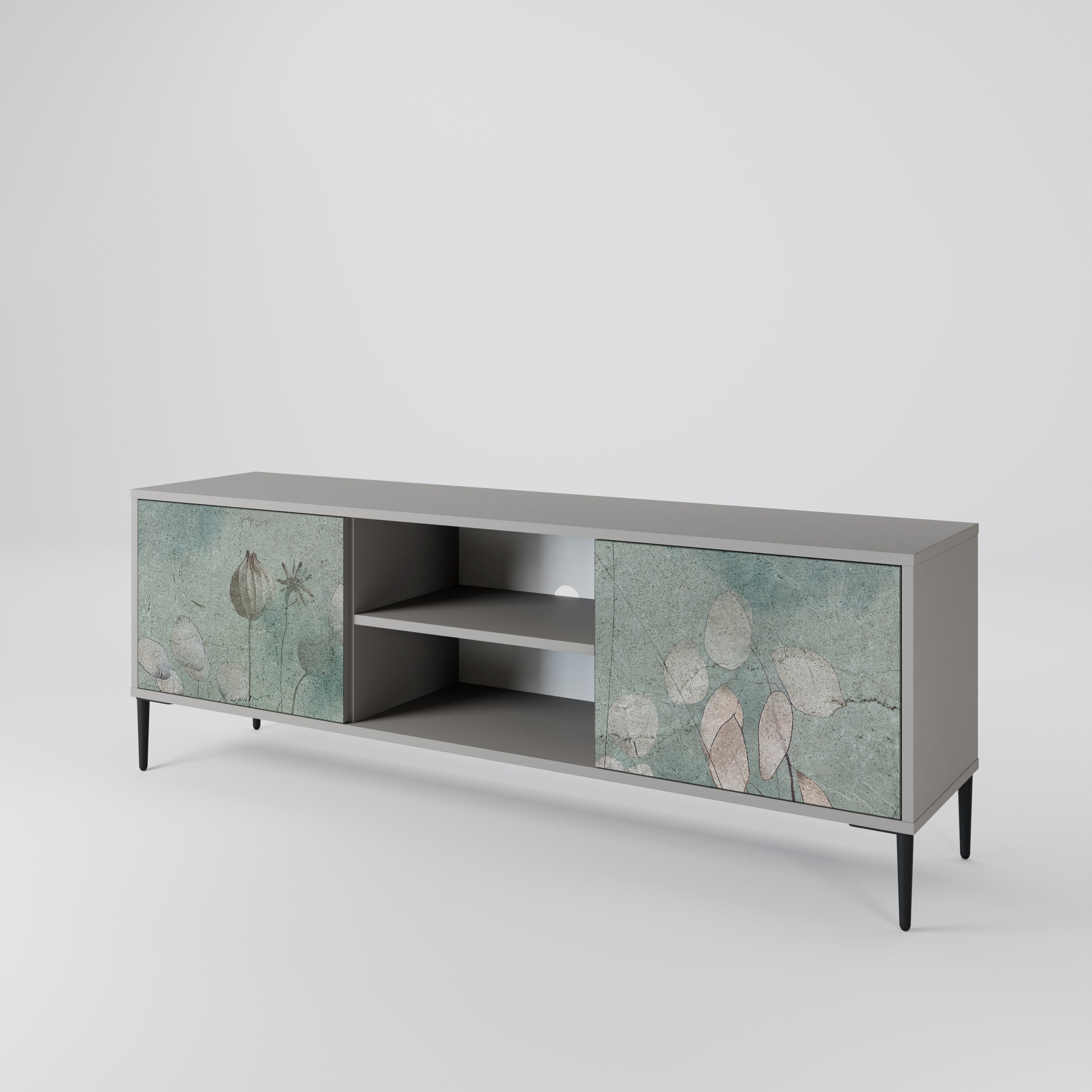 NIGHT LADY 2-Door TV Stand in Grey Finish