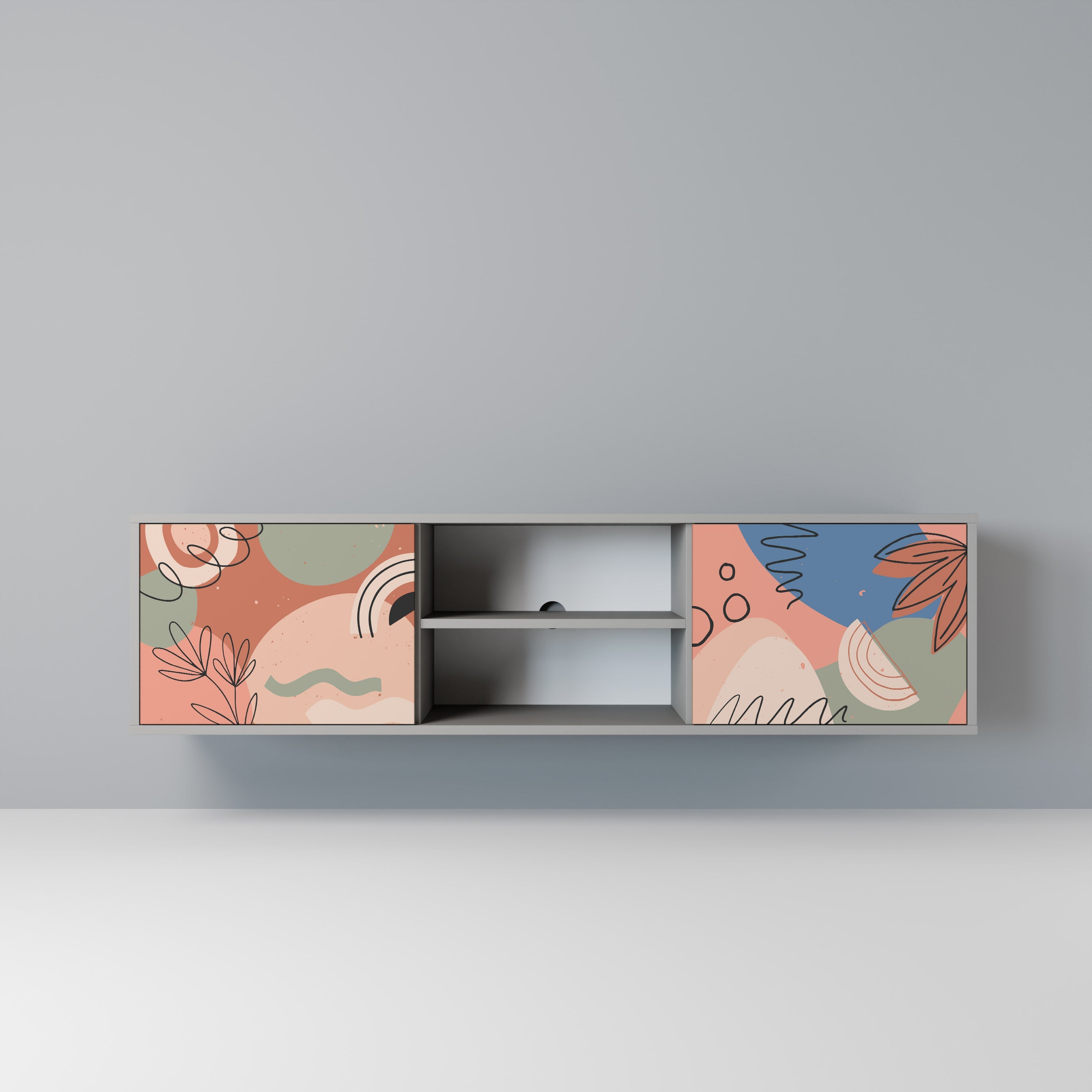 PASTEL DESTINY 2-Door TV Stand in Grey Finish