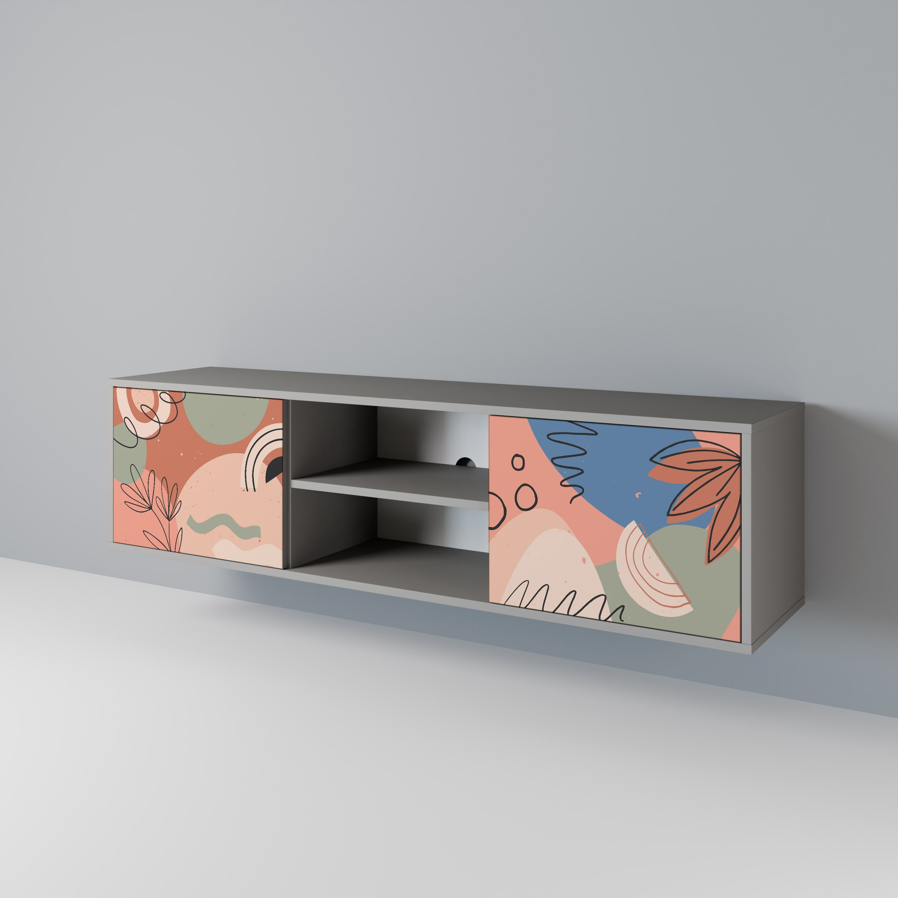 PASTEL DESTINY TV-Lowboard mit 2 Türen in Grau