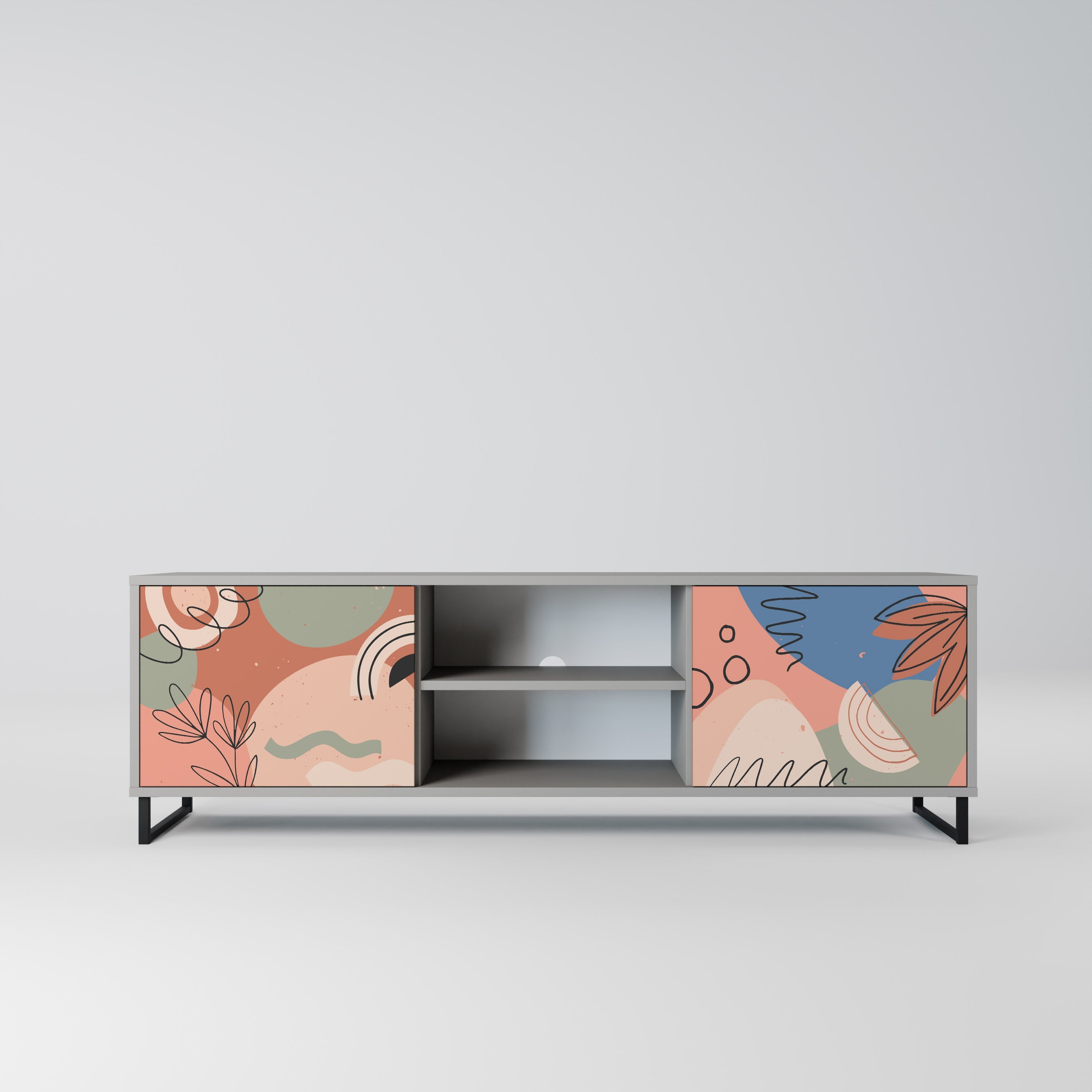 PASTEL DESTINY 2-Door TV Stand in Grey Finish