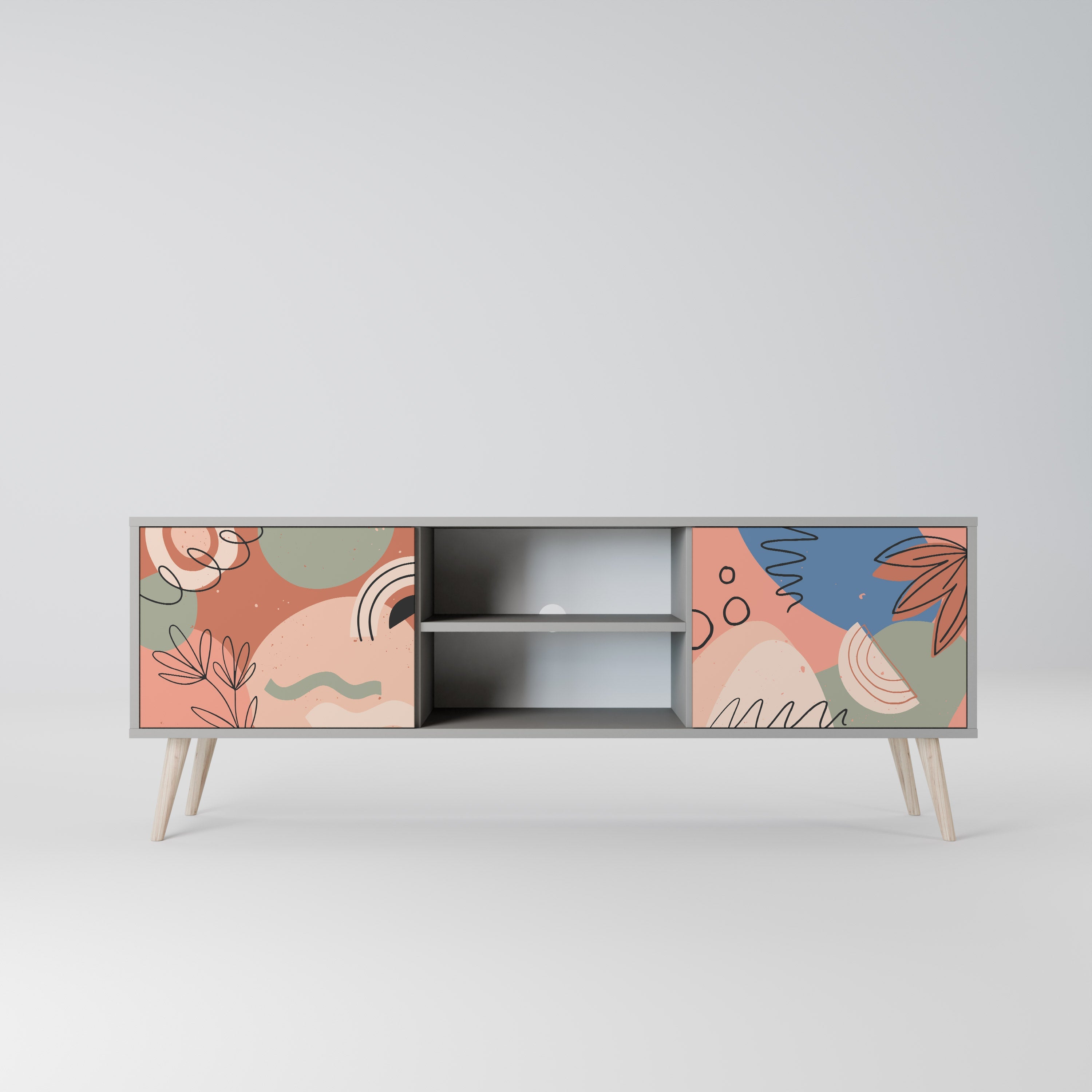 PASTEL DESTINY 2-Door TV Stand in Grey Finish