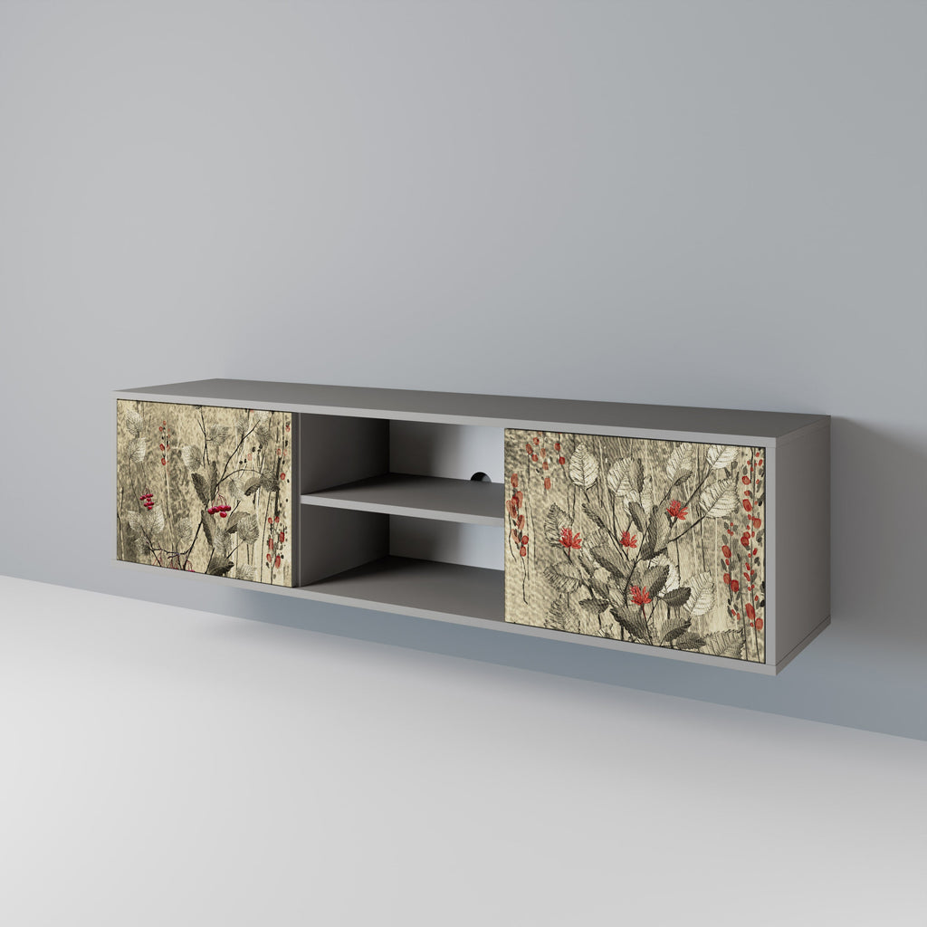 HERBAL GRACE TV-Lowboard mit 2 Türen in Grau