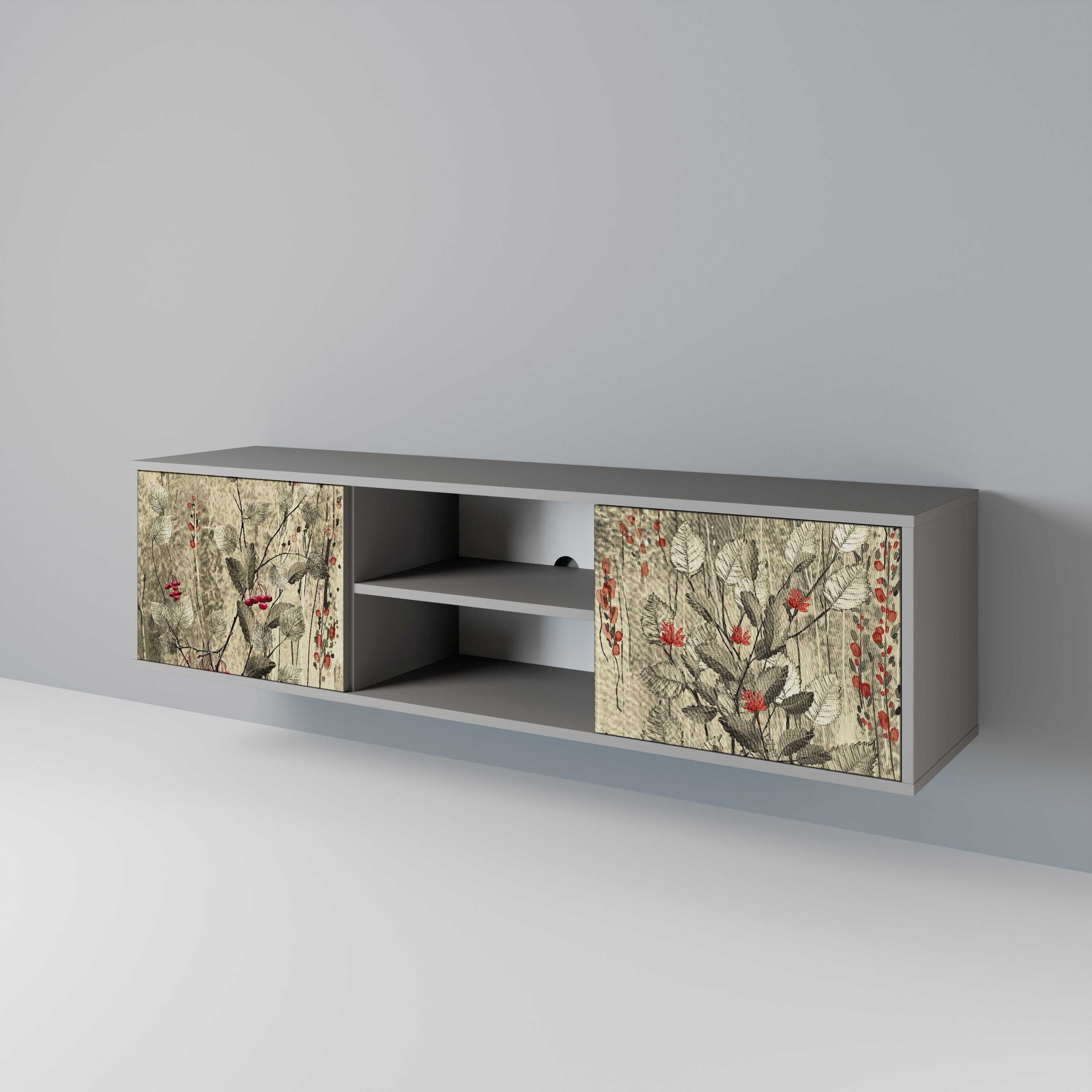 HERBAL GRACE TV-Lowboard mit 2 Türen in Grau