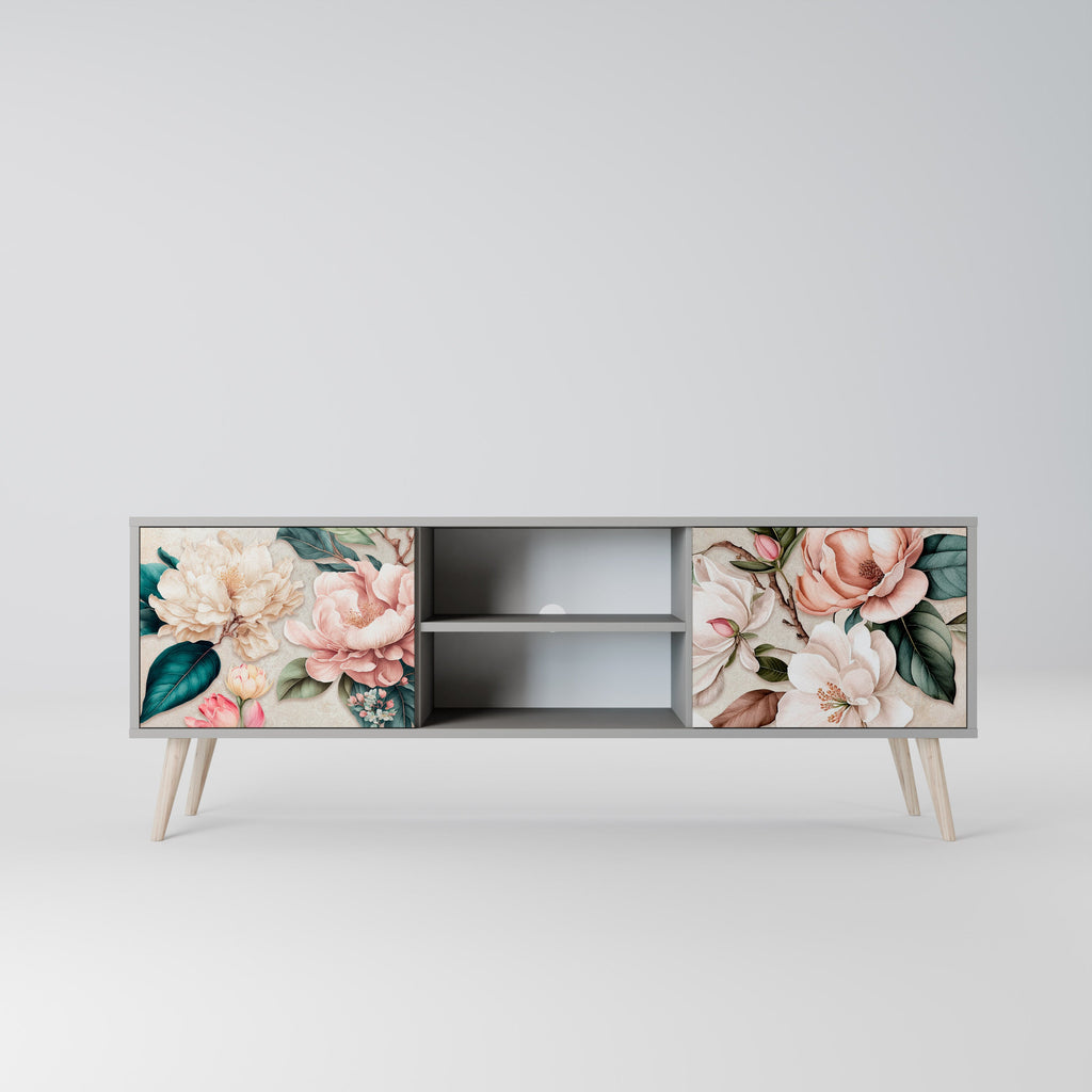 FLORAL GRACE TV-Lowboard mit 2 Türen in Grau
