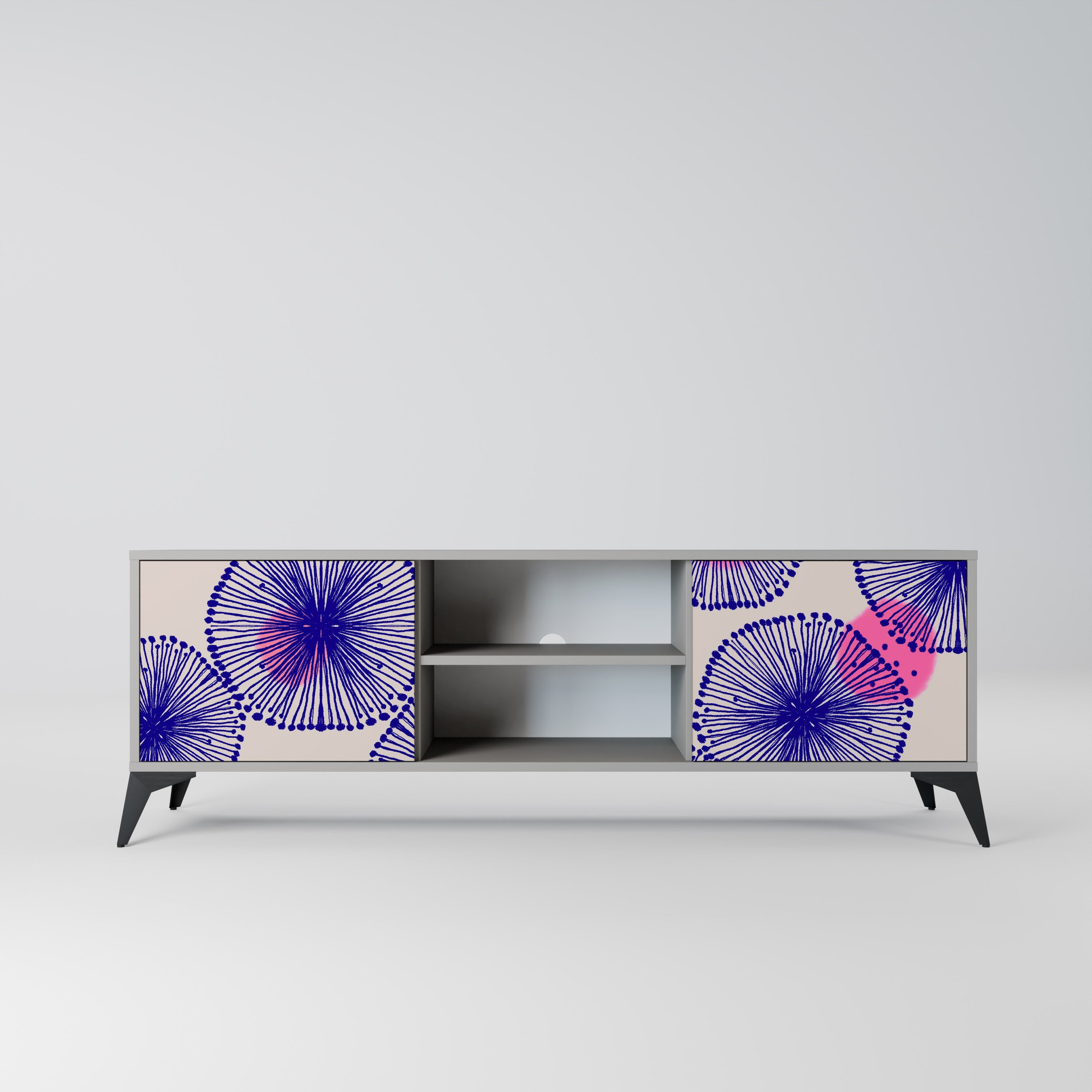 MAGIC NATURE 2-Door TV Stand in Grey Finish