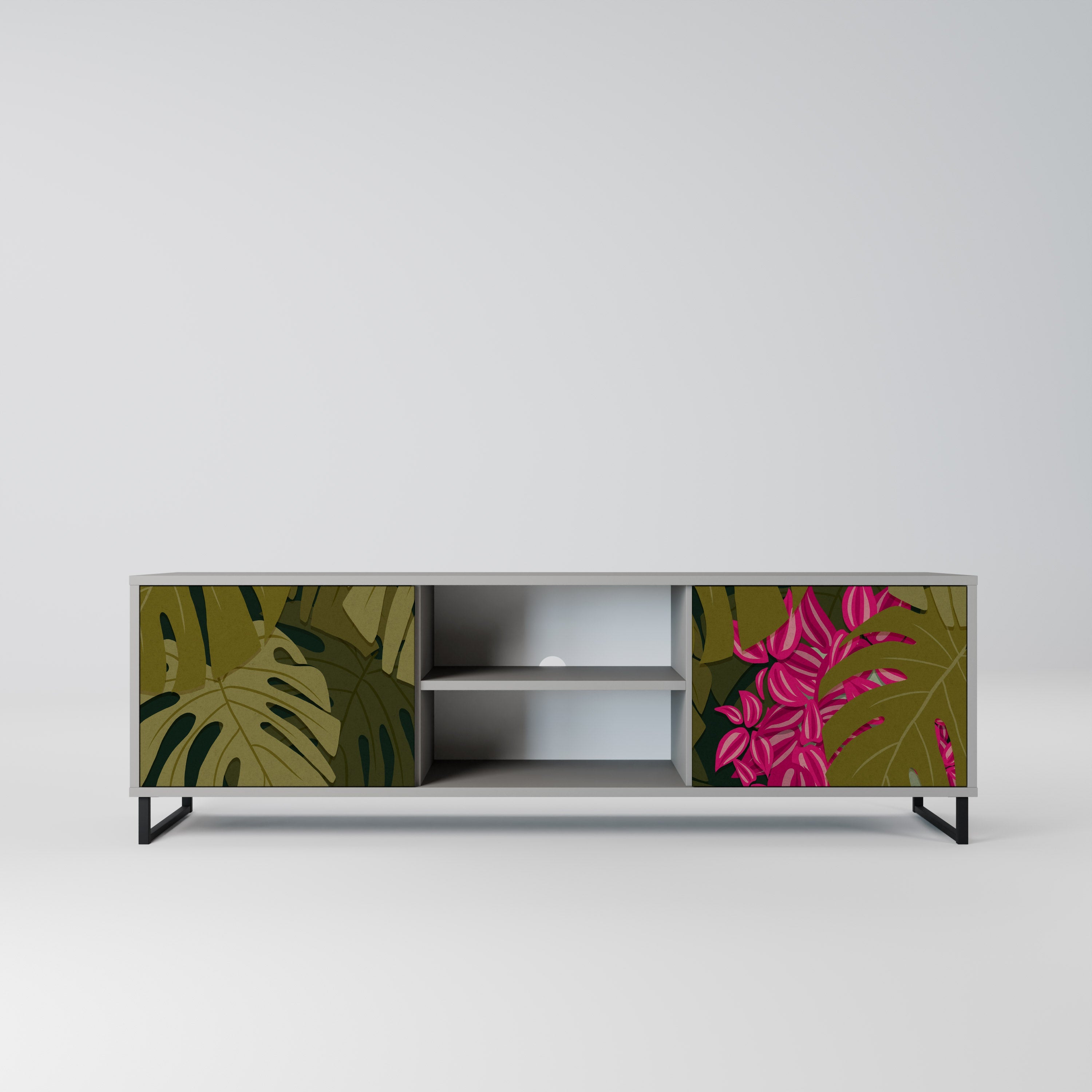 TROPICAL BEAUTY 2-Door TV Stand in Grey Finish