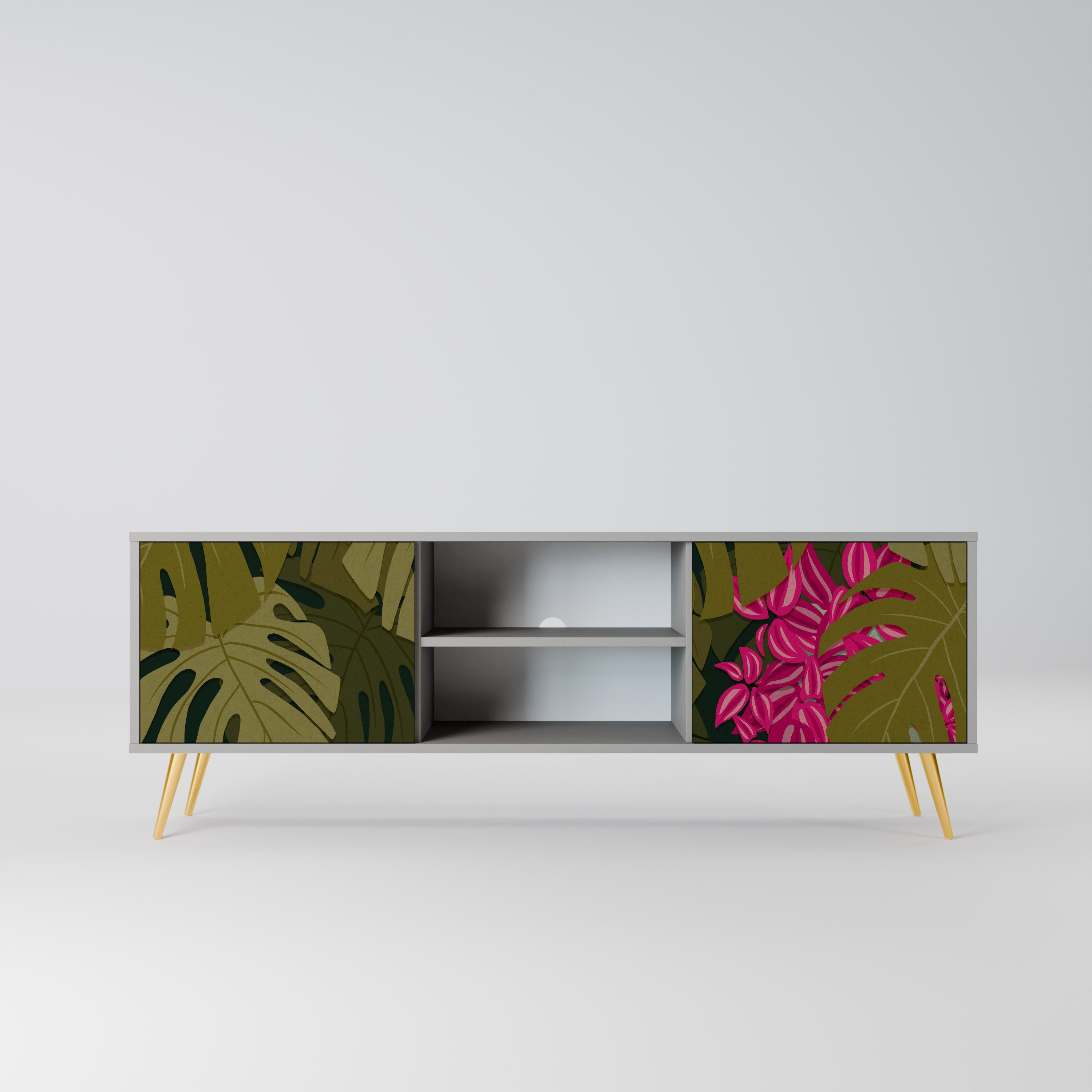 TROPICAL BEAUTY 2-Door TV Stand in Grey Finish
