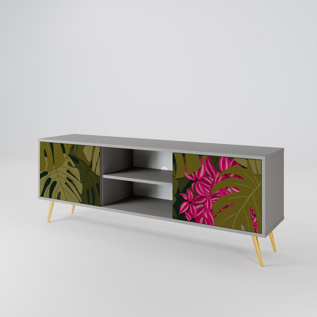 TROPICAL BEAUTY 2-Door TV Stand in Grey Finish