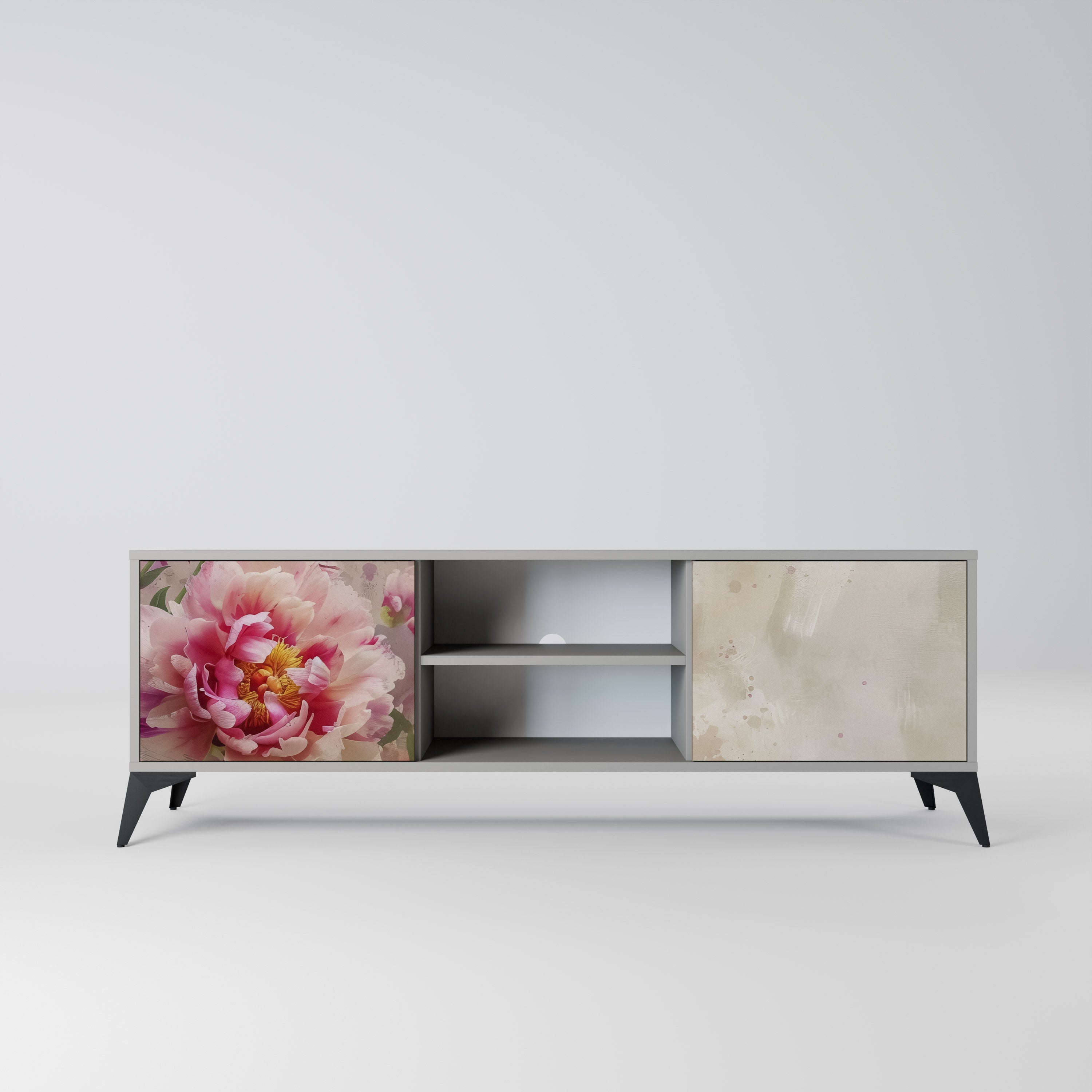 PEONY WHISPER 2-Door TV Stand in Grey Finish